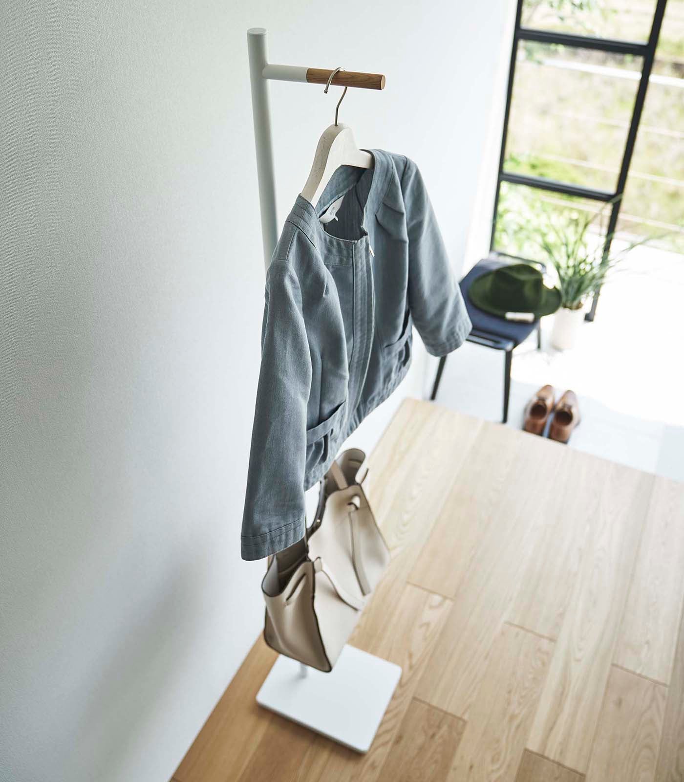 Sturdy 63.98 Inch Coat Rack with Steel Frame and Wooden Hooks - Perfect for Entryway, Bedroom, or Office Organization