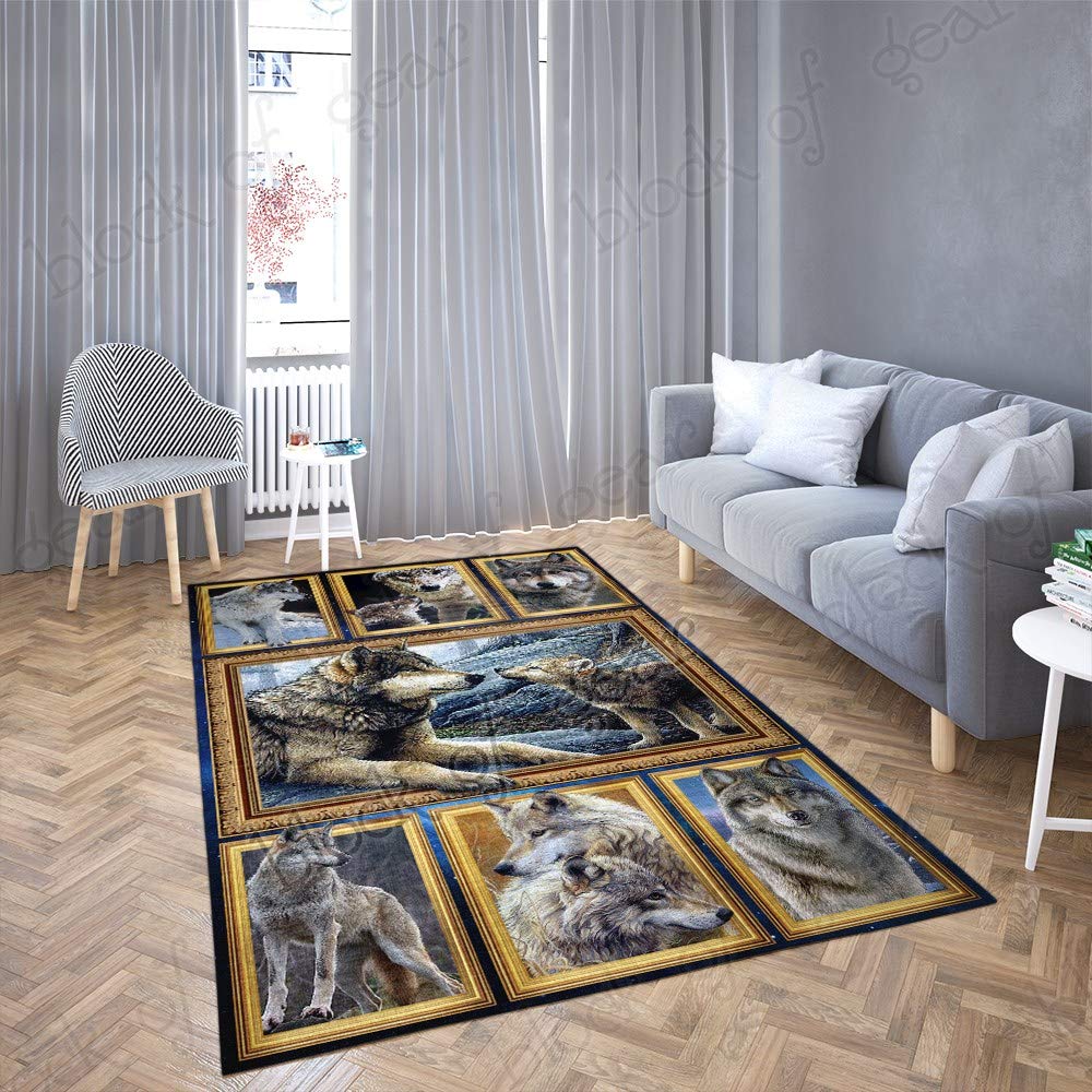 5' x 8' Fluffy Wolf Print Shaggy Area Rug - Soft Modern Living Room Carpet for Bedroom Decor, Home Floor Mat | Perfect for Cozy Spaces, Kids Rooms & Pet-Friendly Homes