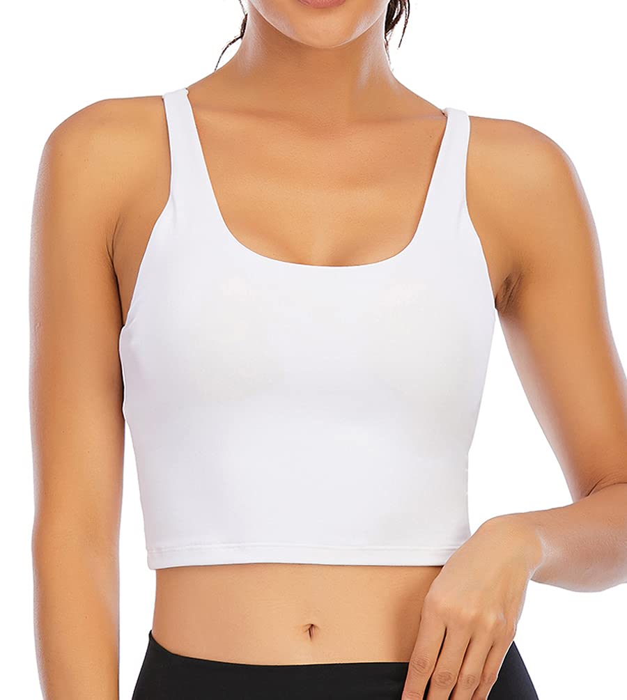 High Support Longline Sports Bras for Women - Padded Workout Yoga Bra with Removable Cups - Breathable Crop Top for Running, Gym & Active Lifestyle