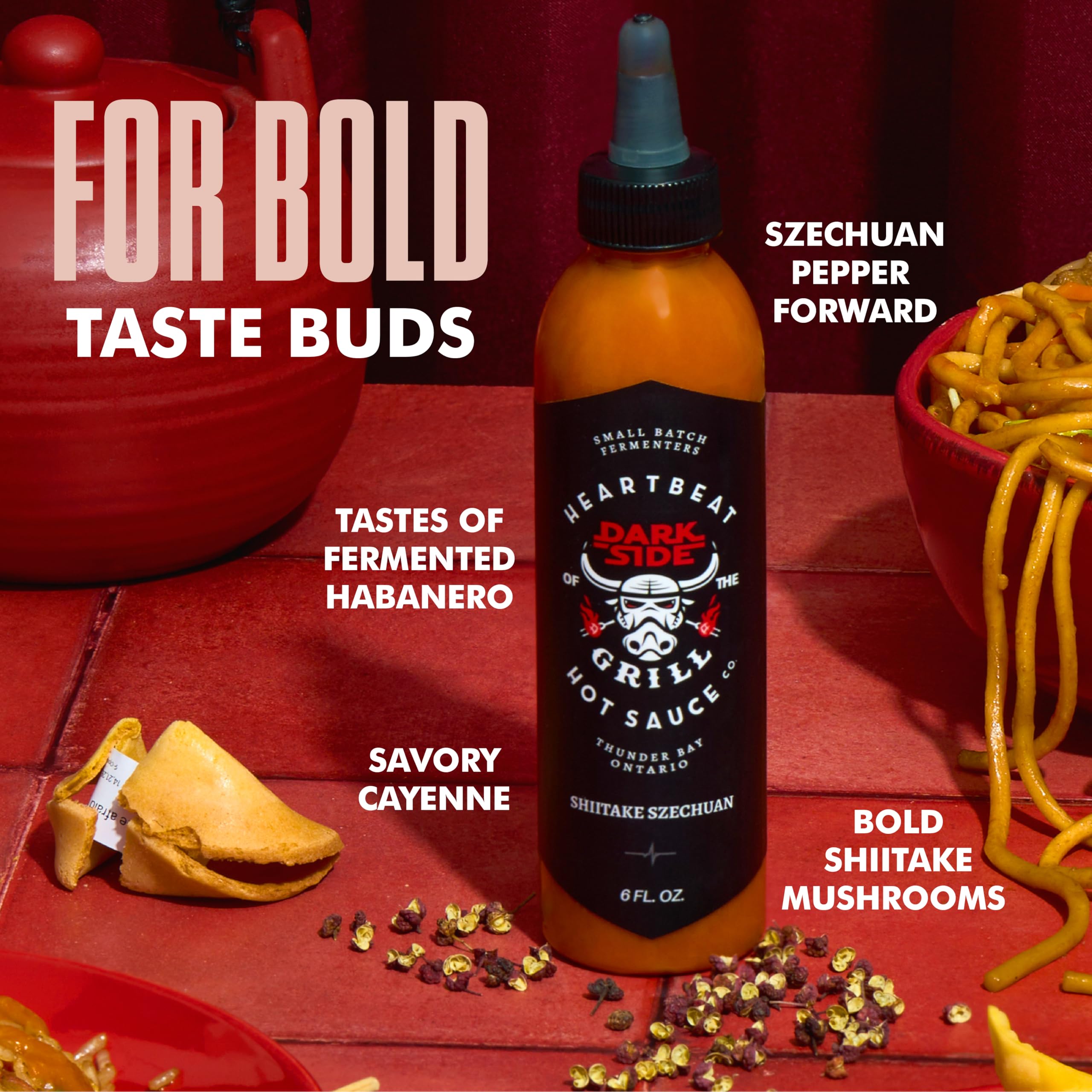 Heartbeat Hot Sauce Co. | Shiitake Szechuan Hot Sauce, 6 oz Bottle - Spicy Umami Flavor for Wings, Tacos & Asian Cuisine