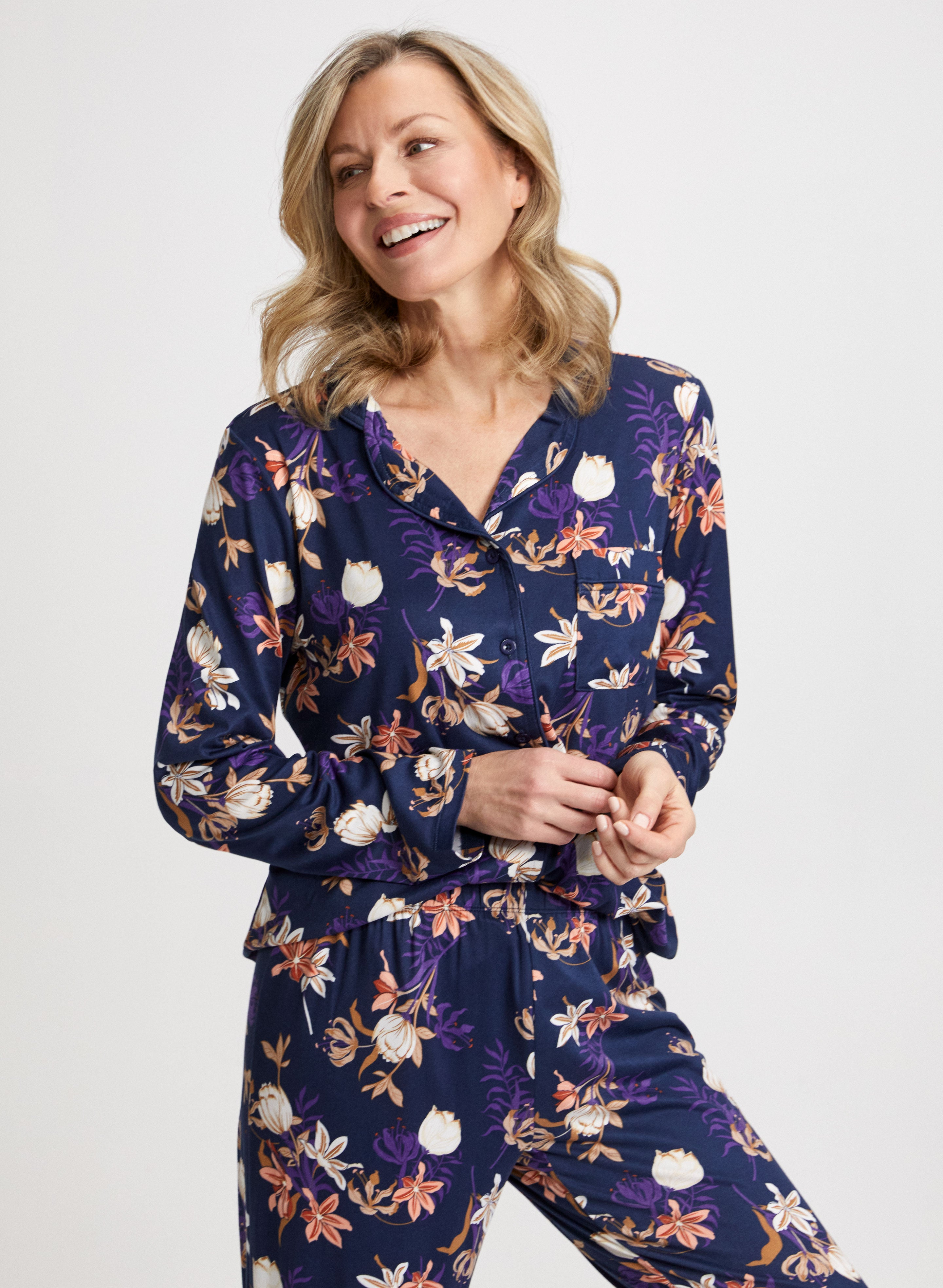 Floral Print Pajama Set for Women - Soft Cotton Sleepwear with Comfortable Fit - Perfect for Lounging, Sleeping & Relaxing at Home