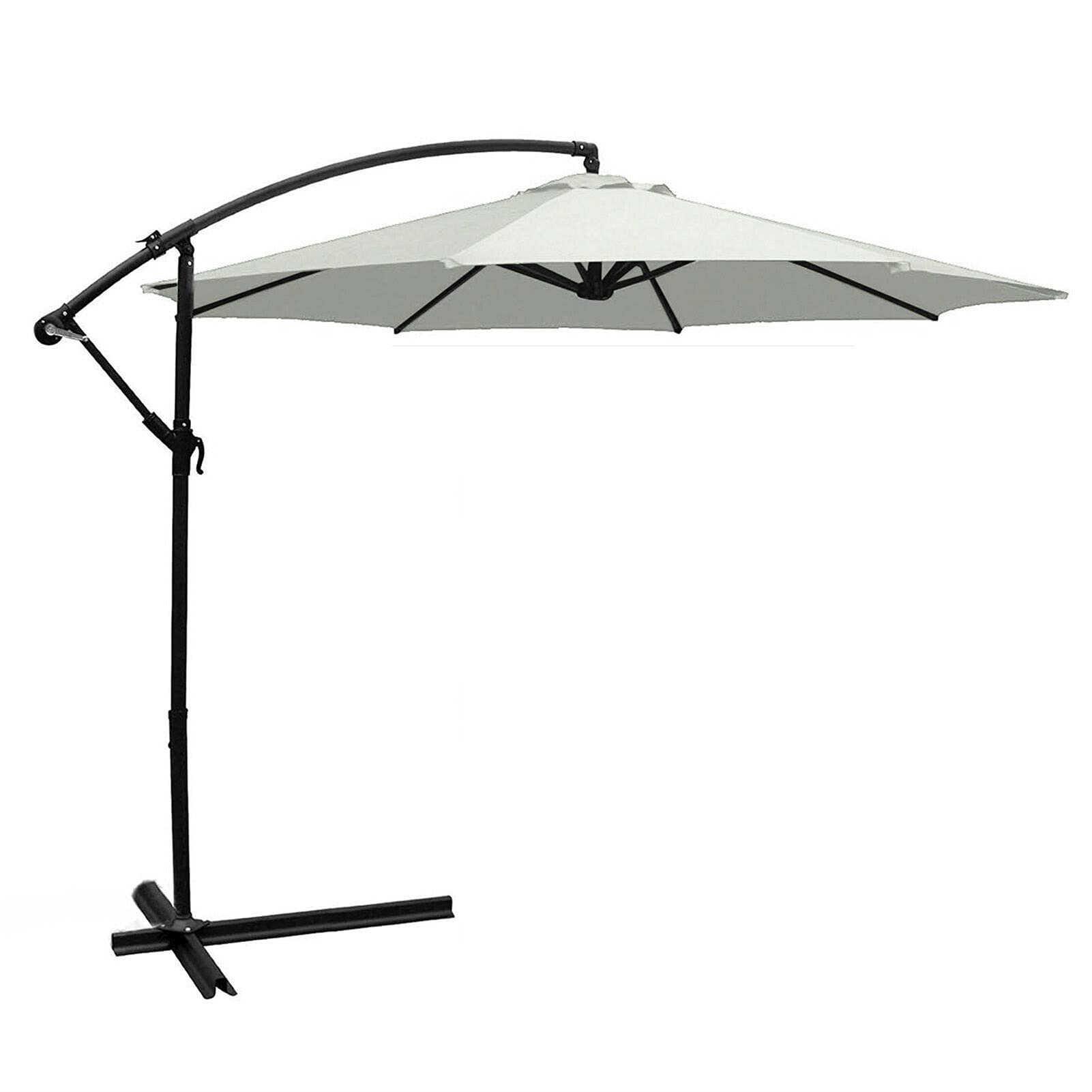 10FT GXP Offset Hanging Patio Umbrella with Cross Base - Cream Outdoor Sun Shade for Backyard, Garden, Poolside & Market Stalls