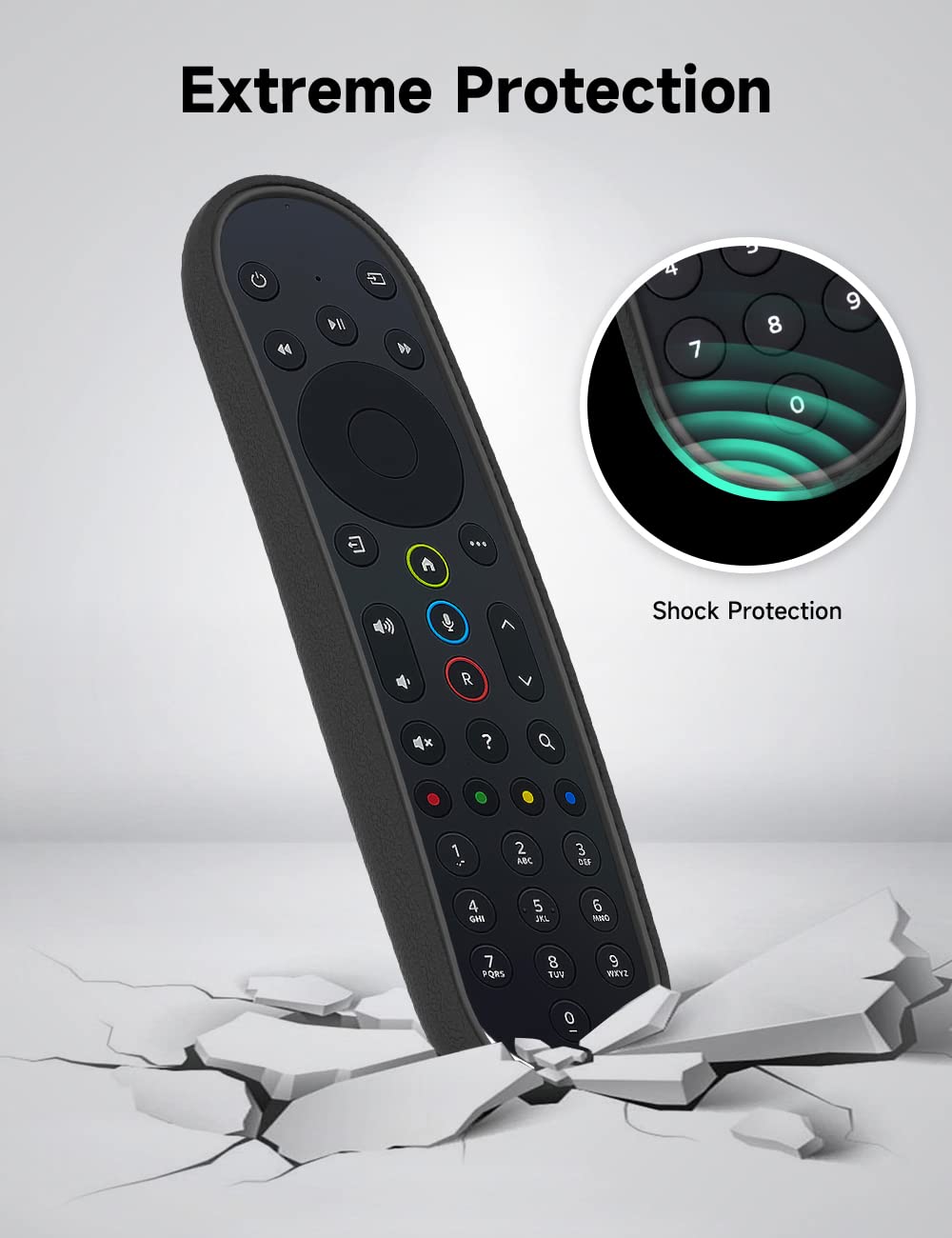 Premium Shockproof Silicone Case for Sky Q Remote Control EC302/EC202/EC201 - Anti-Scratch Protective Cover for New Sky Q Smart TV Voice Remote - Durable Battery Back Protector (Black) - Perfect for Home Entertainment & TV Streaming Protection