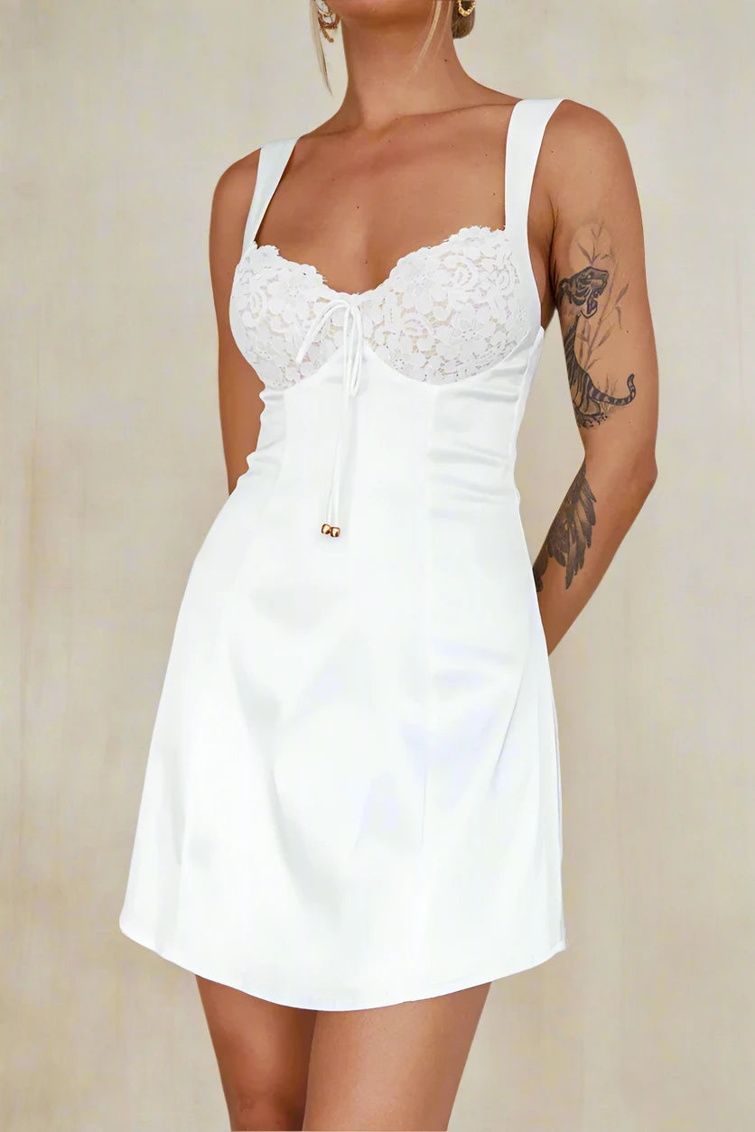 Jodie Mini Dress for Women - Elegant White Summer Party Cocktail Dress | Perfect for Weddings, Dates & Night Out
