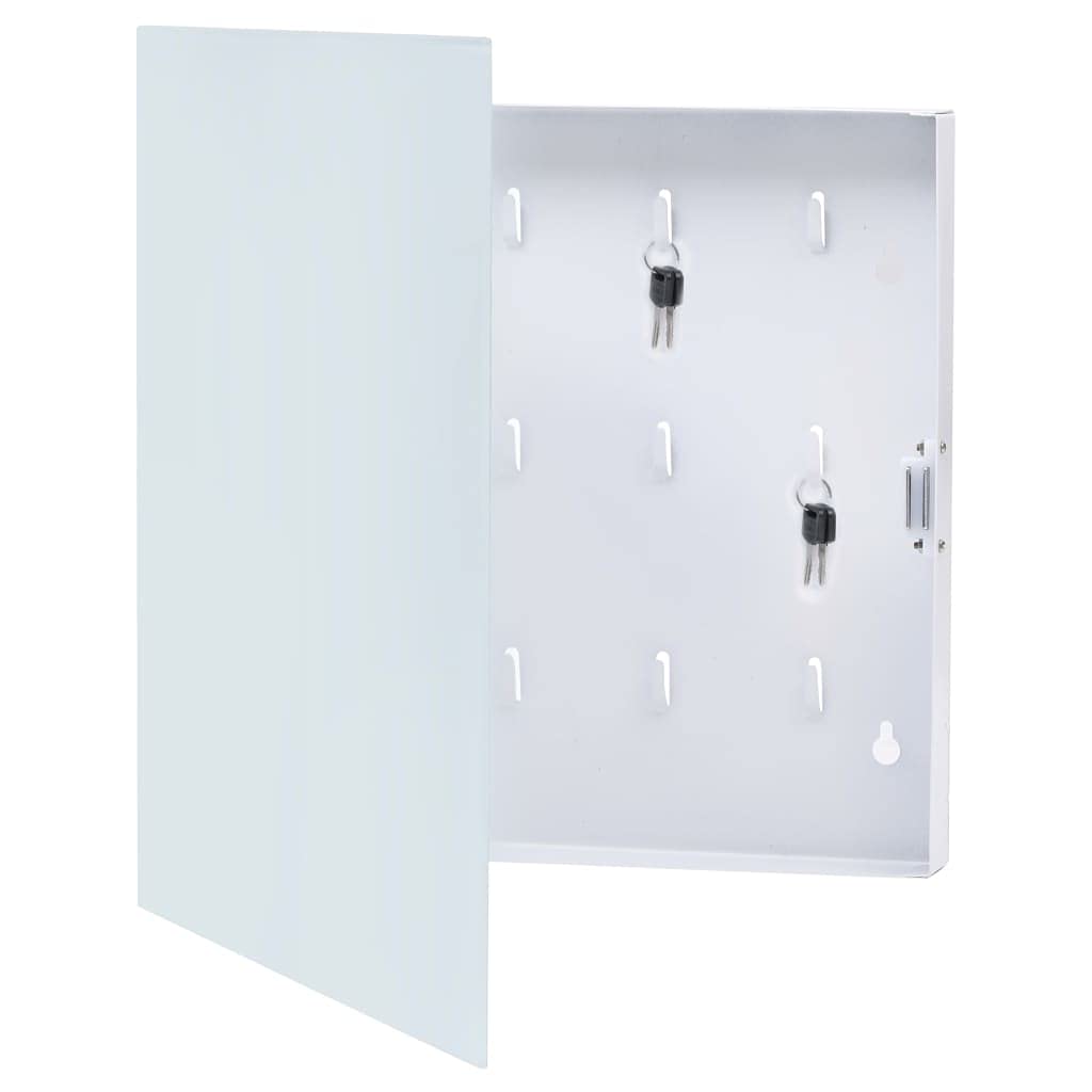 Magnetic Key Lock Box with White Board - 35x35x5.5 cm Wall Mount Key Holder for Home, Office & Airbnb - Secure Key Storage Solution