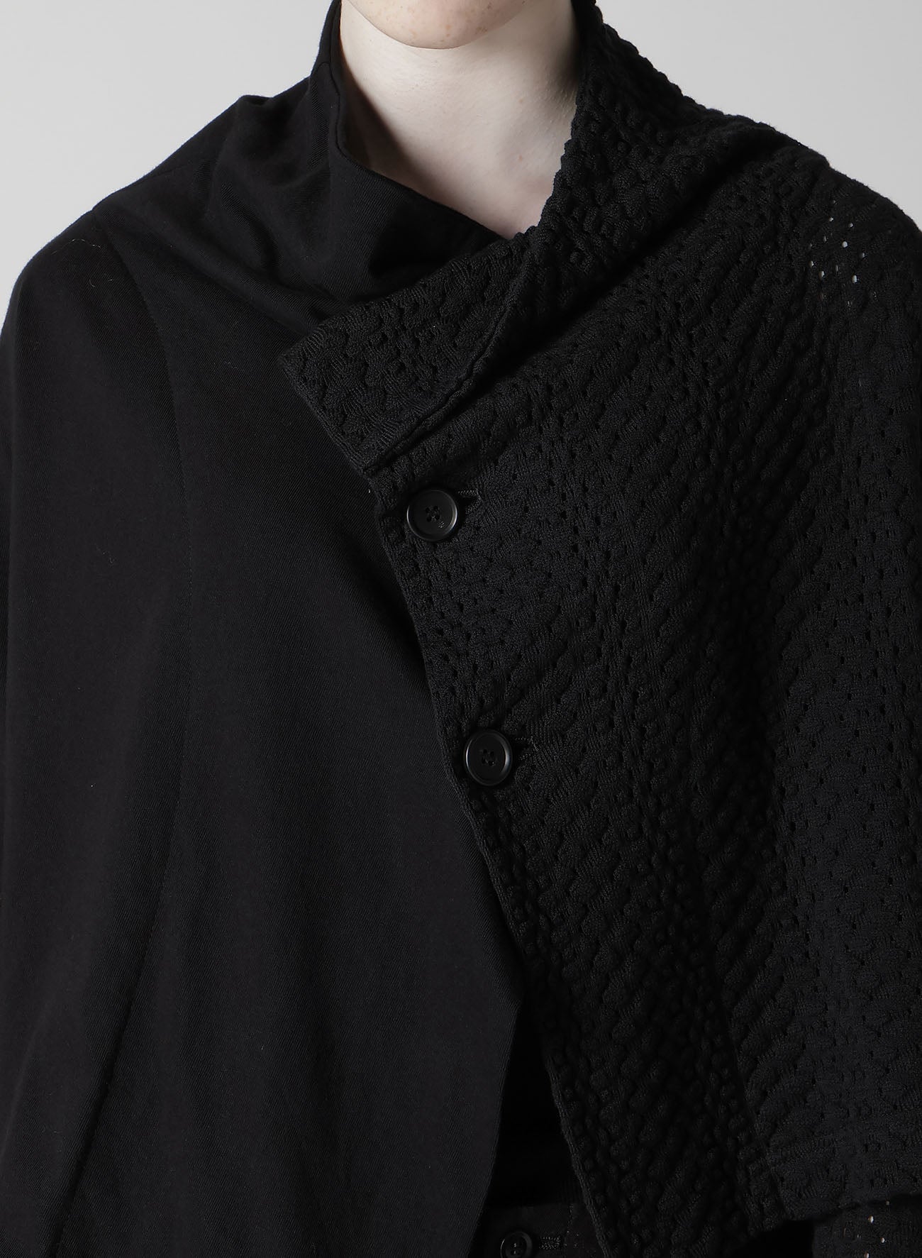 Stylish Cotton Jersey & Lace Off-Neck 3-Button Jacket for Women - Perfect for Office Wear, Casual Outings & Spring Layering