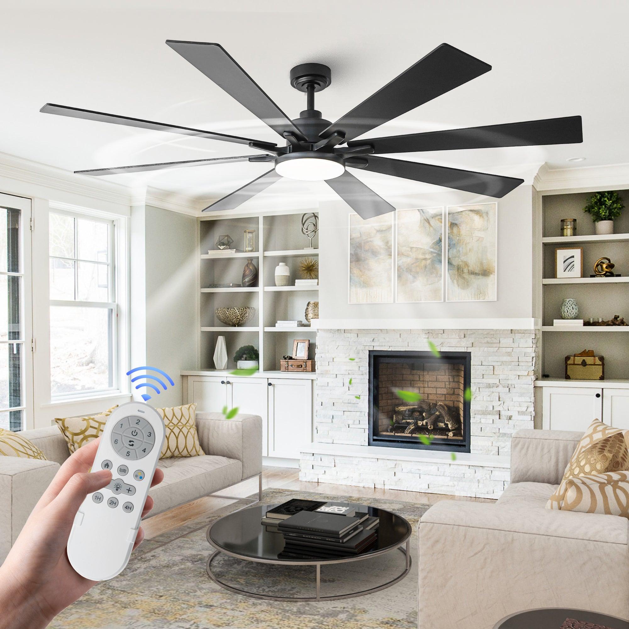 72 Inch Elbe Modern Ceiling Fan with Light Kit & Remote Control - Perfect for Living Room, Bedroom, and Large Spaces