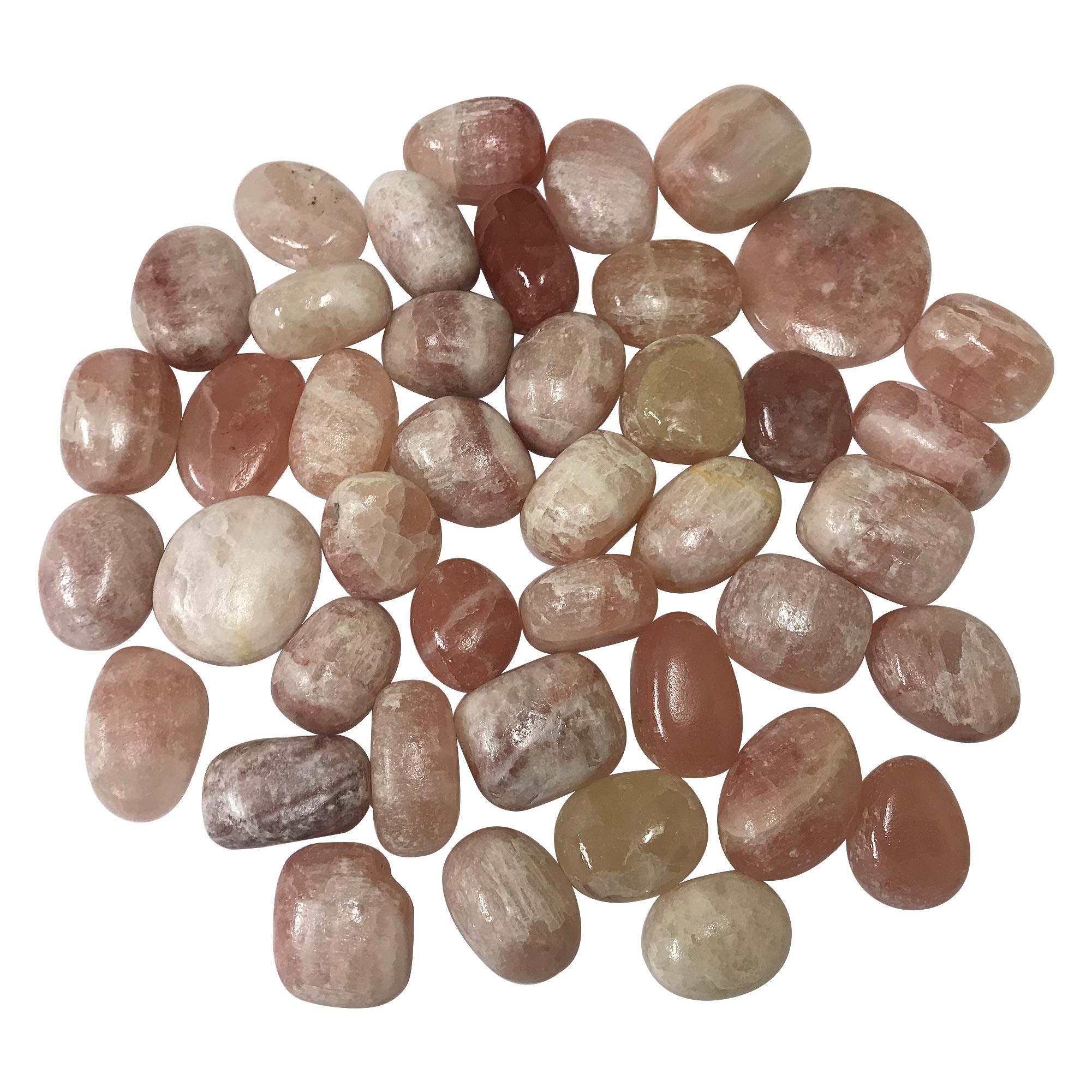 Polished Rose Calcite Gemstone Tumbled Stones - 1/4 lb Natural Healing Crystals for Meditation, Reiki, Chakra Balancing & Home Decor