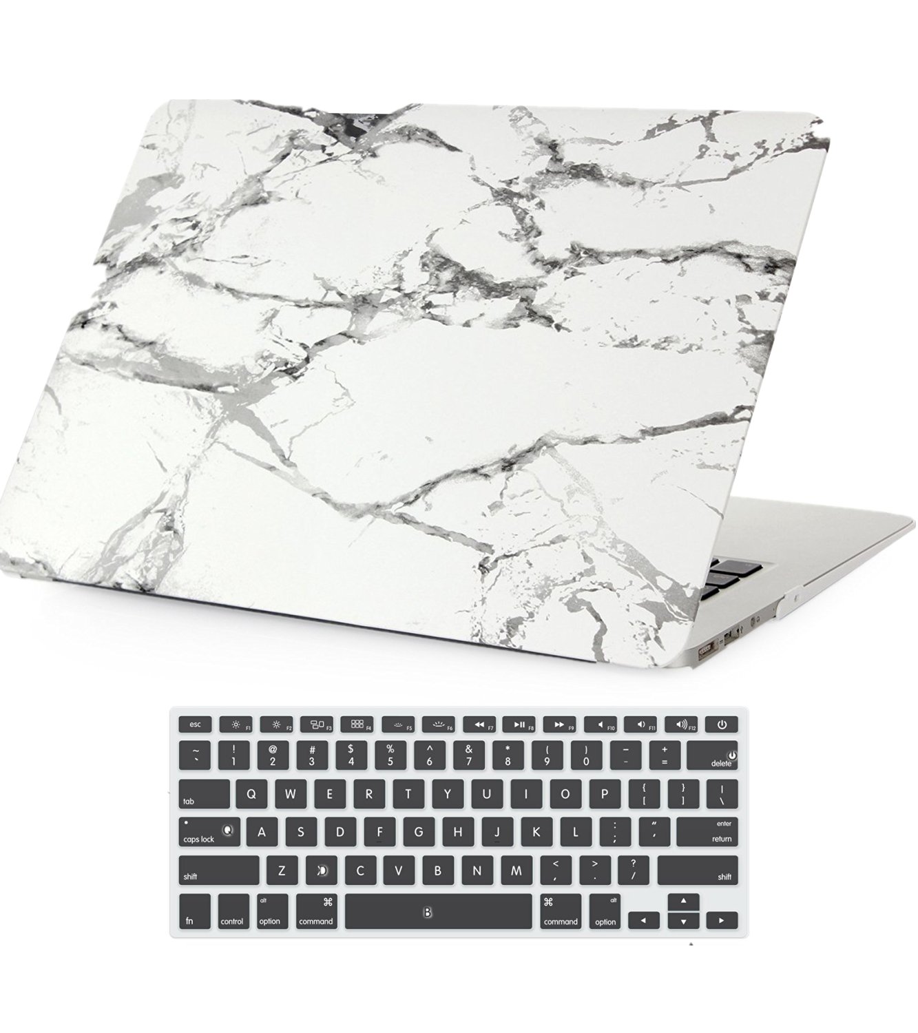Premium 2-in-1 Marble Pattern Hard Shell Case with Keyboard Cover for MacBook Pro 13.3