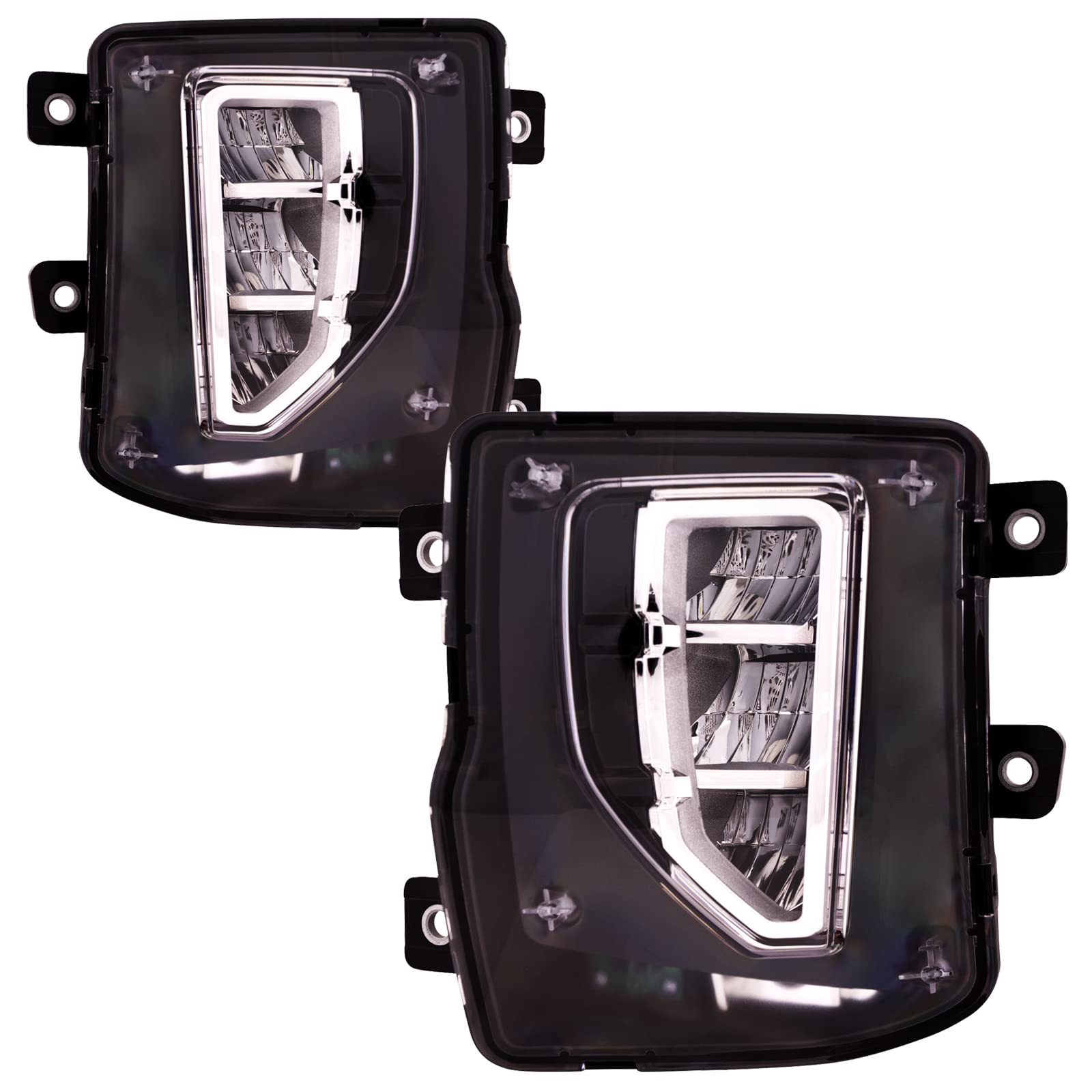 HEADLIGHTSDEPOT Chrome LED Fog Lights for 2016-2019 Chevrolet Silverado 1500 - Driver & Passenger Side Fog Lamps | Durable Off-Road Lighting for Trucks in Rain, Snow & Foggy Conditions