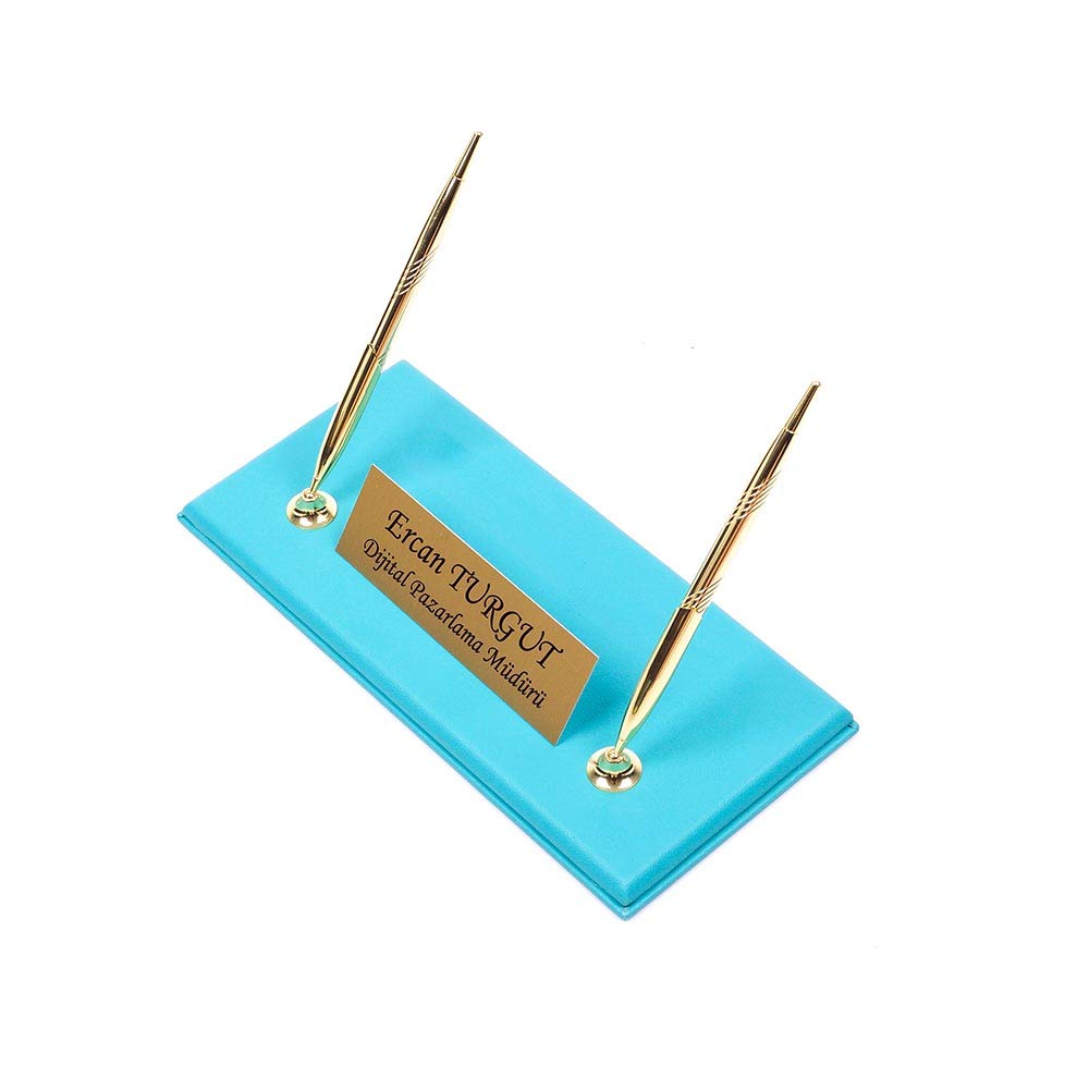 Premium Bonded Leather Desk Organizer Set - 10-Piece Office Document Tray & Desk Accessories for Home & Office (Turquoise) - Perfect for Organizing Files, Stationery & Office Supplies