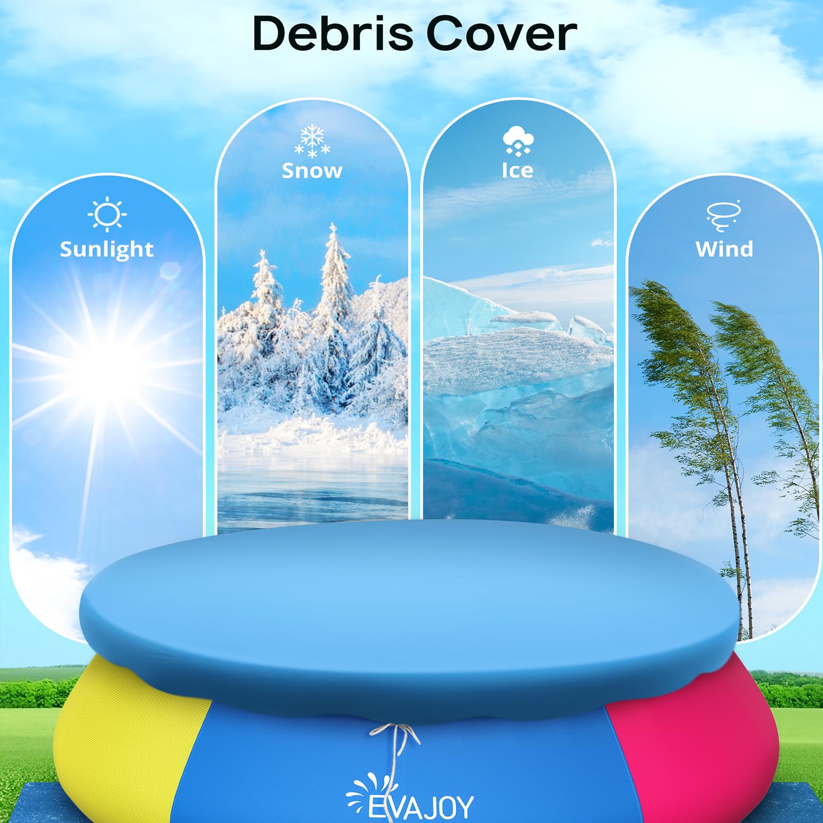15ft x 35in Inflatable Above Ground Swimming Pool with Filter Pump, Ground Cloth & Cover - Blue, Yellow, Pink Options | Perfect for Backyard Fun, Kids Play & Summer Cooling