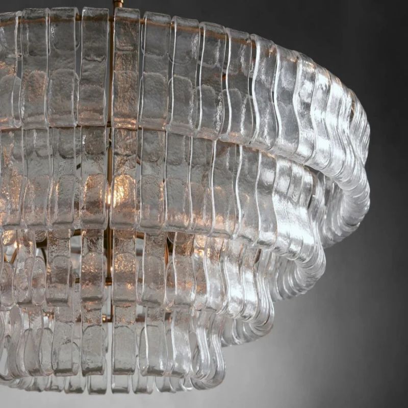 4-Tier Glass Round Chandelier in Lime Green - Modern Crystal Ceiling Light Fixture for Dining Room, Living Room, Bedroom, or Entryway