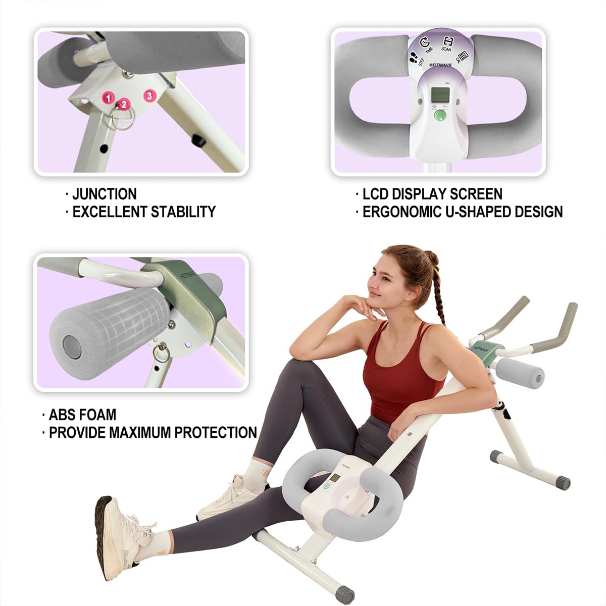 Adjustable Ab Machine for Home Gym - Foldable Abdominal Trainer with LCD Monitor for Core & Stomach Workout | Perfect for Home Fitness, Office Exercise & Small Spaces