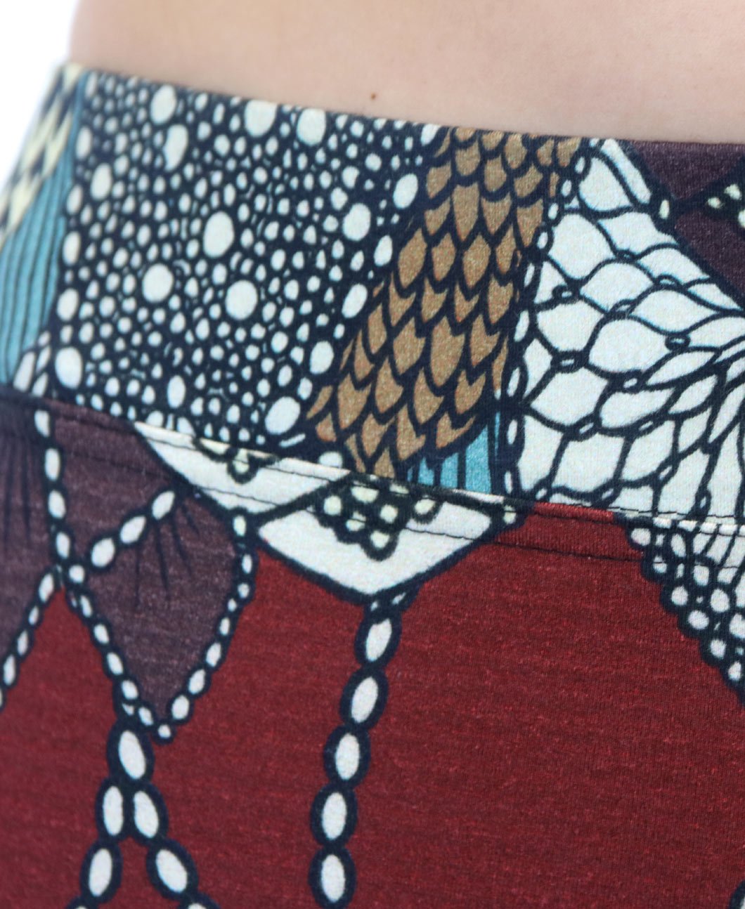 Hand-Painted & Digitally Printed Red & Blue Carmin Leggings - High Waist Yoga Pants for Women, Comfortable Workout & Lounge Wear for Yoga, Gym, Running & Daily Activities