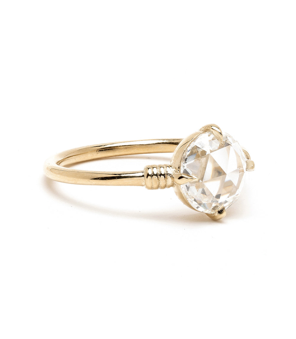 Teodora Rose Cut Lab Grown Diamond Engagement Ring for Women - 1.5 Carat Oval Shape 14K White Gold Wedding Band, Perfect for Proposals, Anniversaries & Bridal Jewelry Gifts