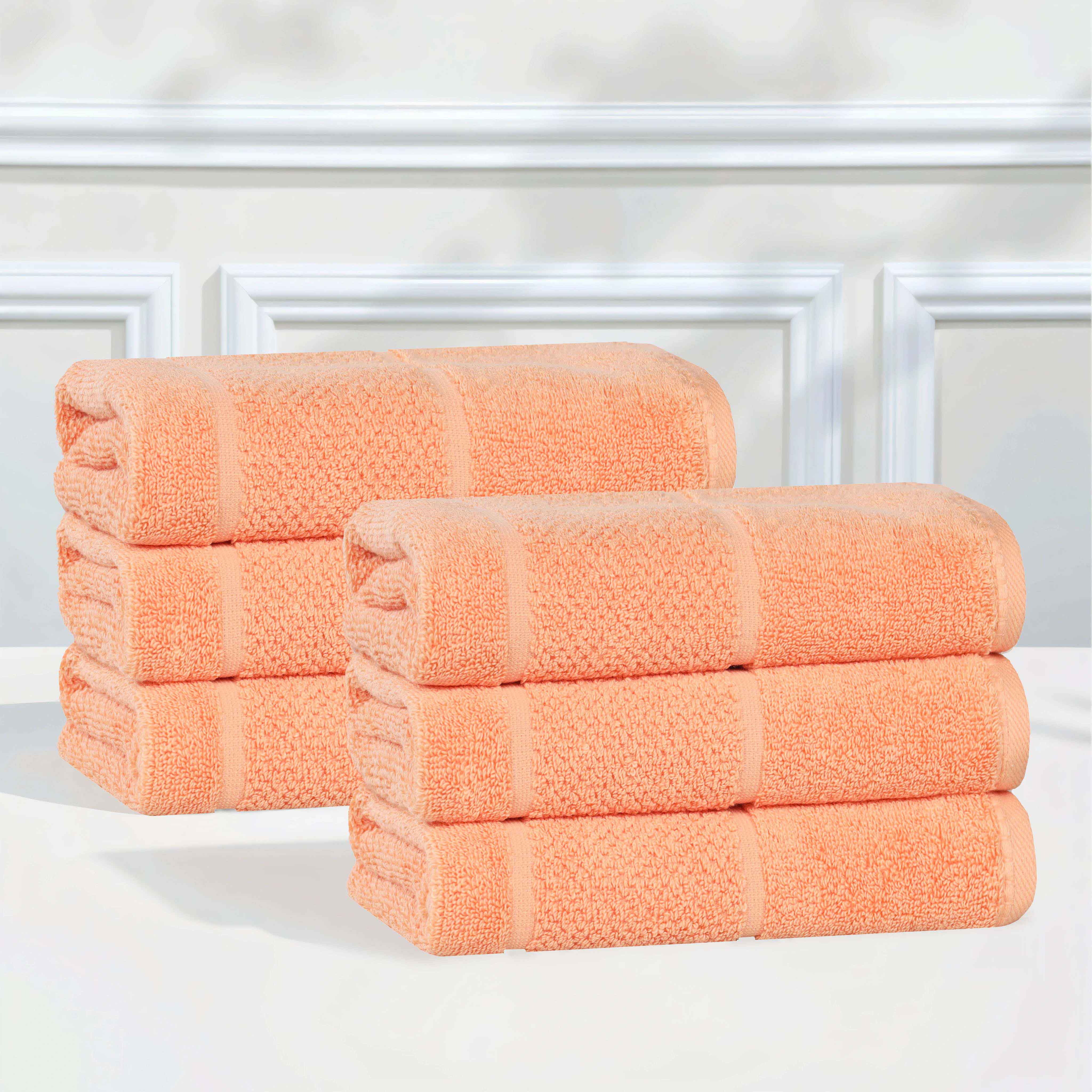 Premium Cotton Hand Towels Set of 6 - Soft & Absorbent Bath & Kitchen Towels for Home, Gym, Spa - Mile Smart Twist Solid Color Towels