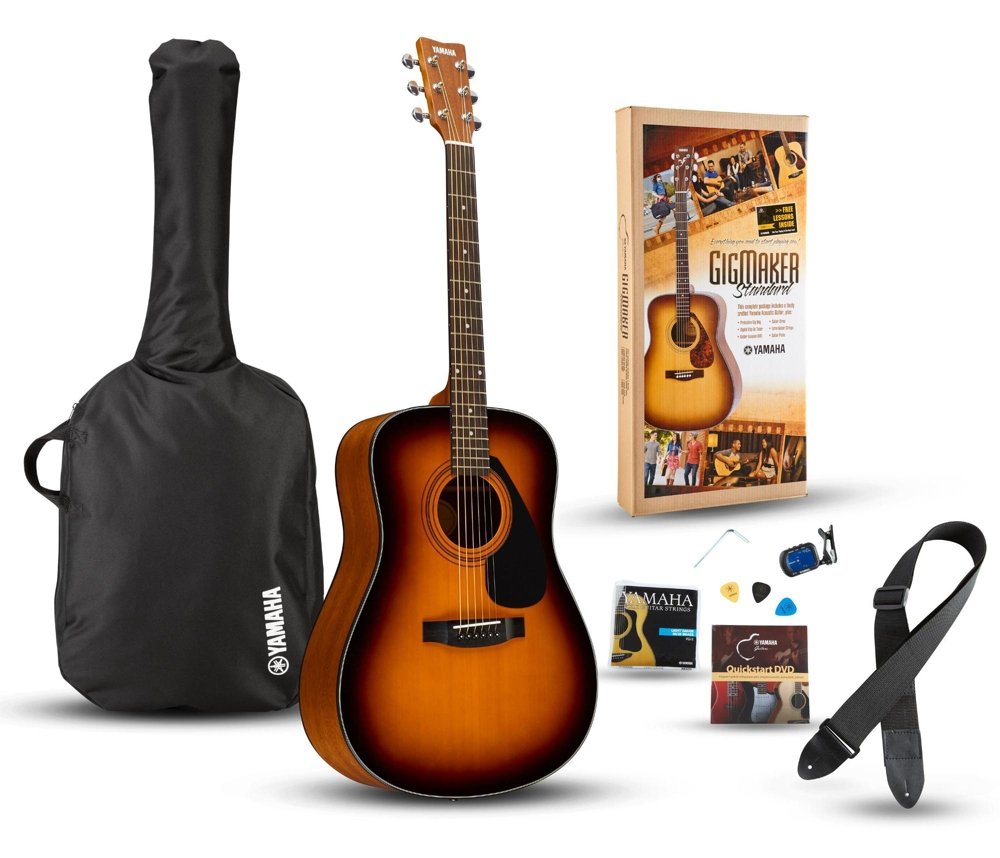 Yamaha GigMaker Standard Acoustic Guitar with Gig Bag, Tuner, Strap & Picks - Sunburst Finish | Perfect for Beginners, Live Performances & Home Practice
