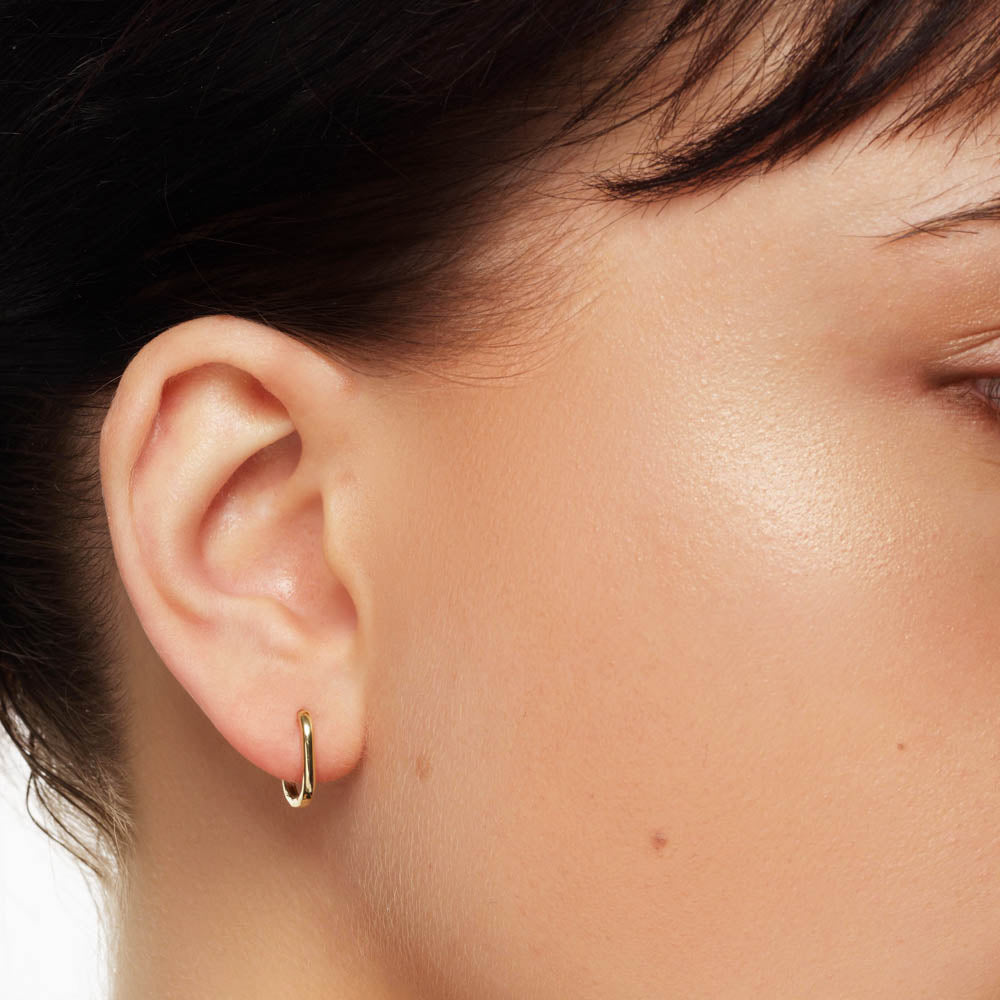 10k Gold Oval Paperclip Huggie Earrings - Minimalist Dainty Hoop Earrings for Women, Everyday Wear & Gift Giving