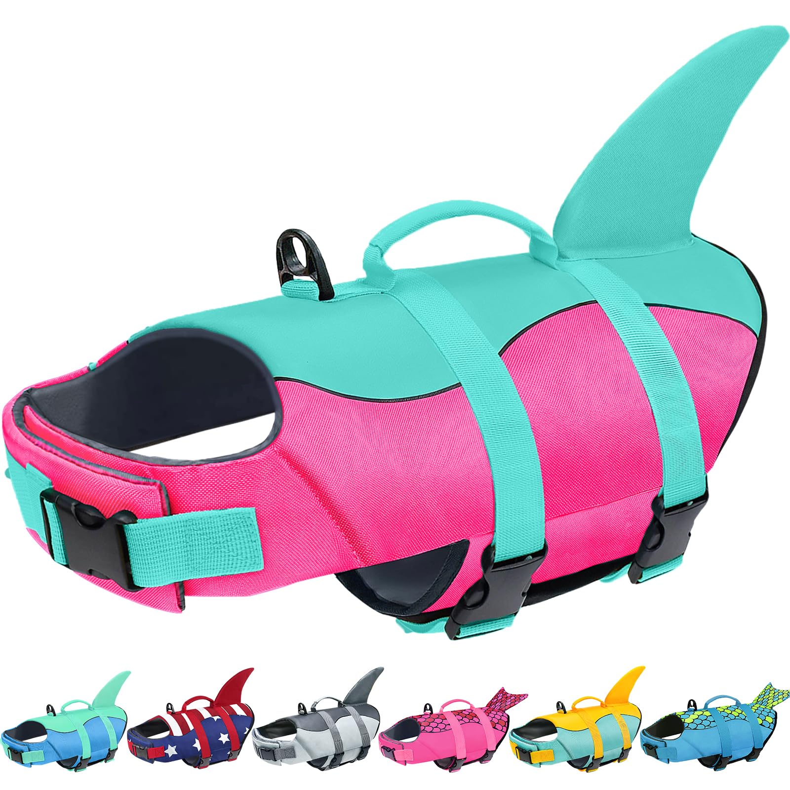 Malier Dog Life Jacket - High Buoyancy Ripstop Dog Life Vest for Swimming & Boating - Shark Puppy Lifesaver with High Visibility for Small, Medium & Large Dogs (Small) - Perfect for Pool, Beach & Water Sports Safety