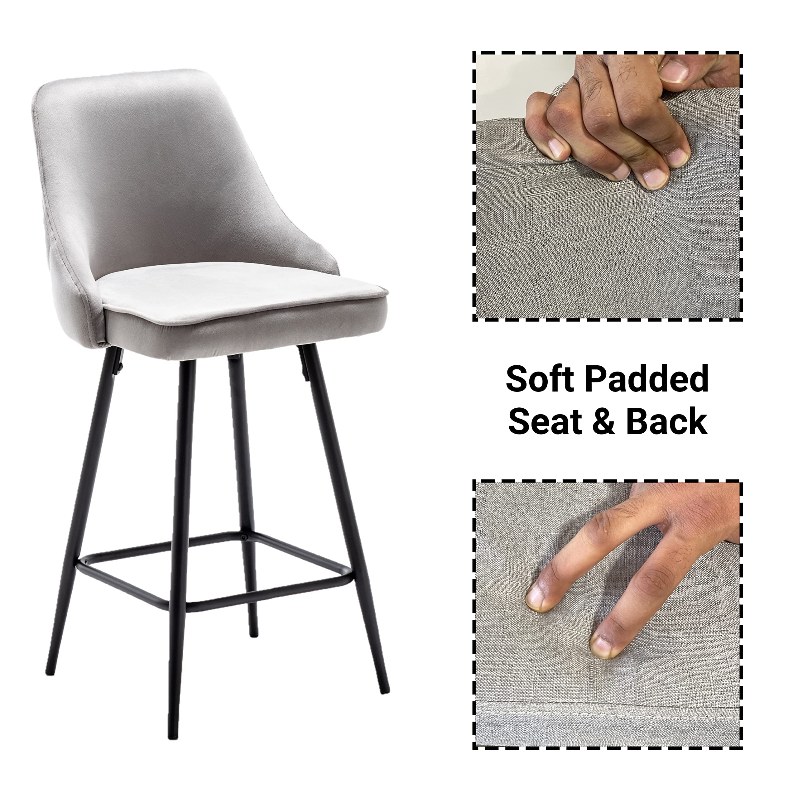 BTEXPERT Set of 4 Premium Upholstered Bar Stools - 25