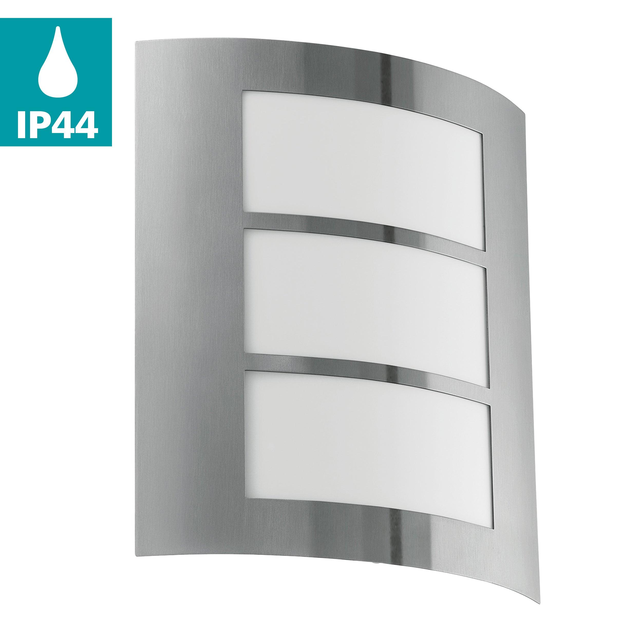 Eglo City IP44 Outdoor Wall Light - Modern Curved Silver Finish - Perfect for Patio, Garden, and Exterior Home Lighting