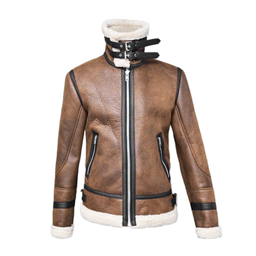 Men's Faux Leather Jacket with High Neck - Warm Winter Coat for Autumn & Winter | Stylish Outerwear for Casual & Formal Occasions