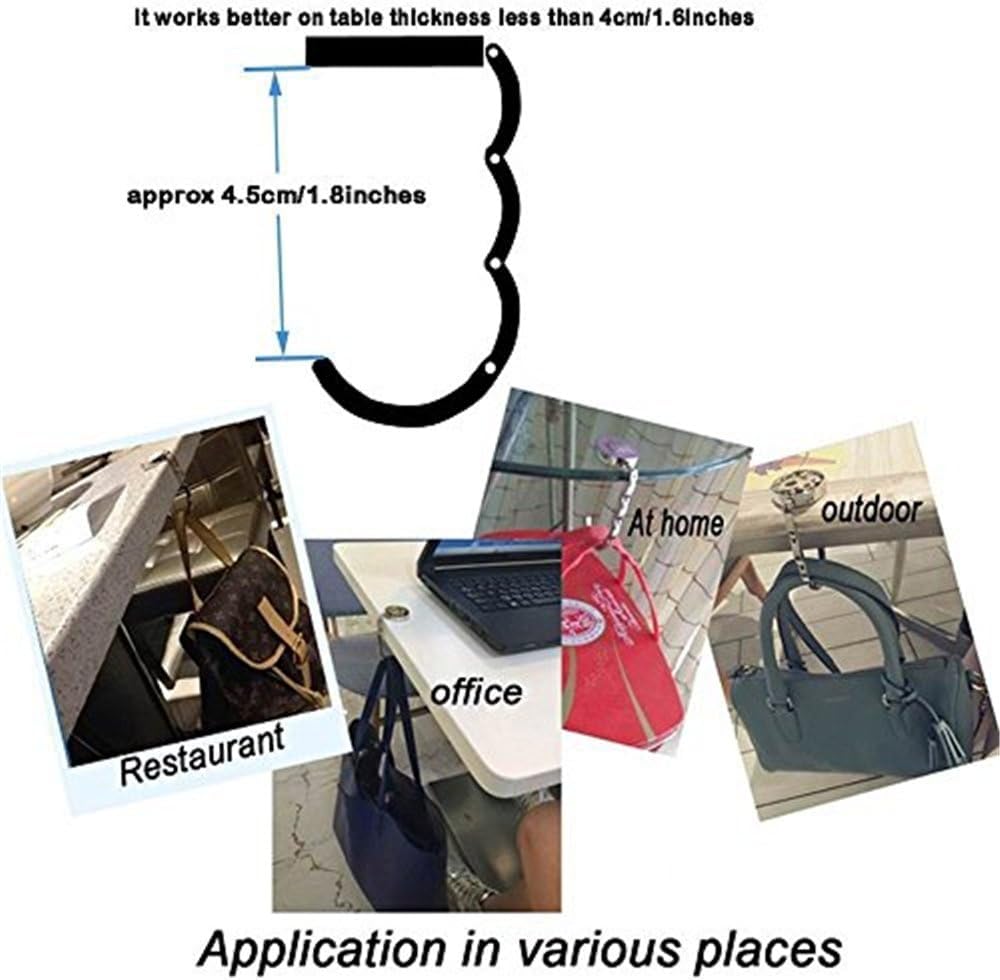 3PCS Foldable Purse Hooks - Durable Table Hangers for Women's Handbags, Purses & Totes - Space-Saving Bag Storage Solution for Restaurants, Office & Home Use