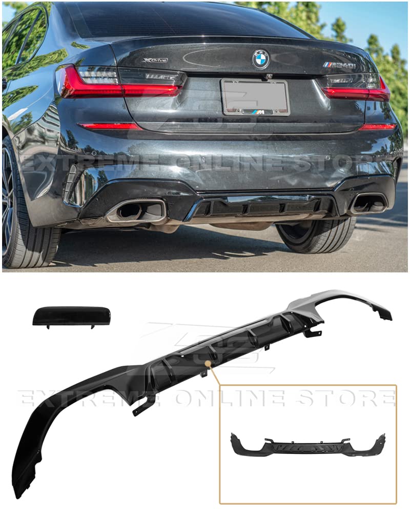 BMW G20 M340i M-Performance Style Rear Bumper Diffuser (2019-2023) - Gloss Black ABS Plastic Replacement Part | Perfect Upgrade for Sporty Look & Enhanced Aerodynamics