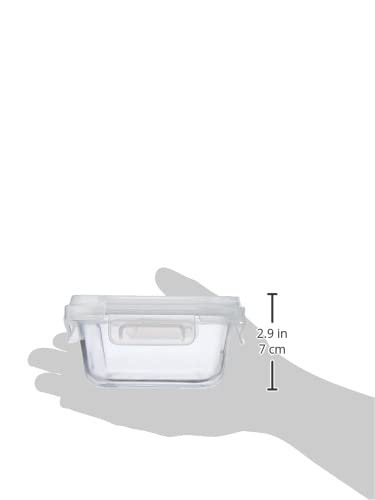 Solimo Borosilicate Glass Food Storage Containers with Lids - 520ml Square Meal Prep Containers for Kitchen, Lunch Box, Meal Prep, BPA-Free & Microwave Safe - Perfect for Leftovers, Meal Prepping, and Office Lunches