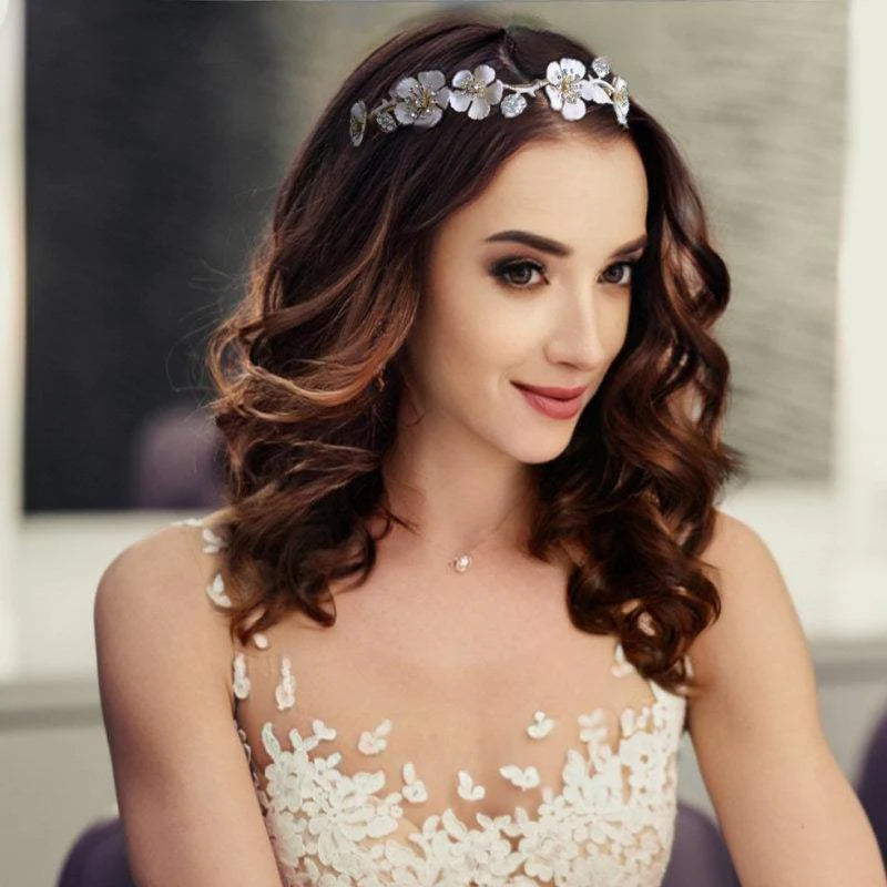 Blush Pink Luxe Floral Headband with Clear Crystals - Elegant Wedding Hair Accessory for Brides & Bridesmaids | Perfect for Weddings, Prom, and Formal Events