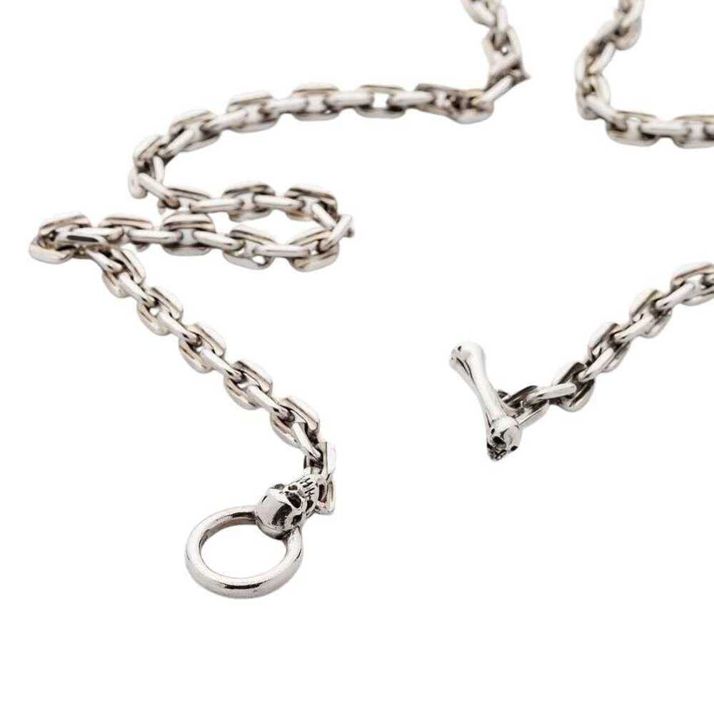 Bikerringshop Skull T-Bar Sterling Silver Chain Necklace for Men - Gothic Punk Jewelry for Bikers, Rockers & Motorcycle Enthusiasts