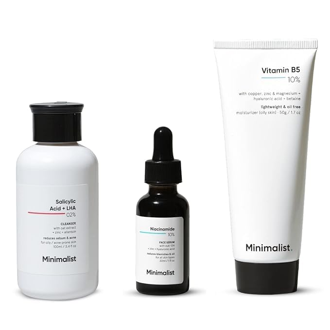 Best Oily Skin Care Kit for Women & Men - Face Wash, Serum & Moisturizer Combo (180g) | Daily Acne-Prone Skin Routine | Perfect for Travel & Gym