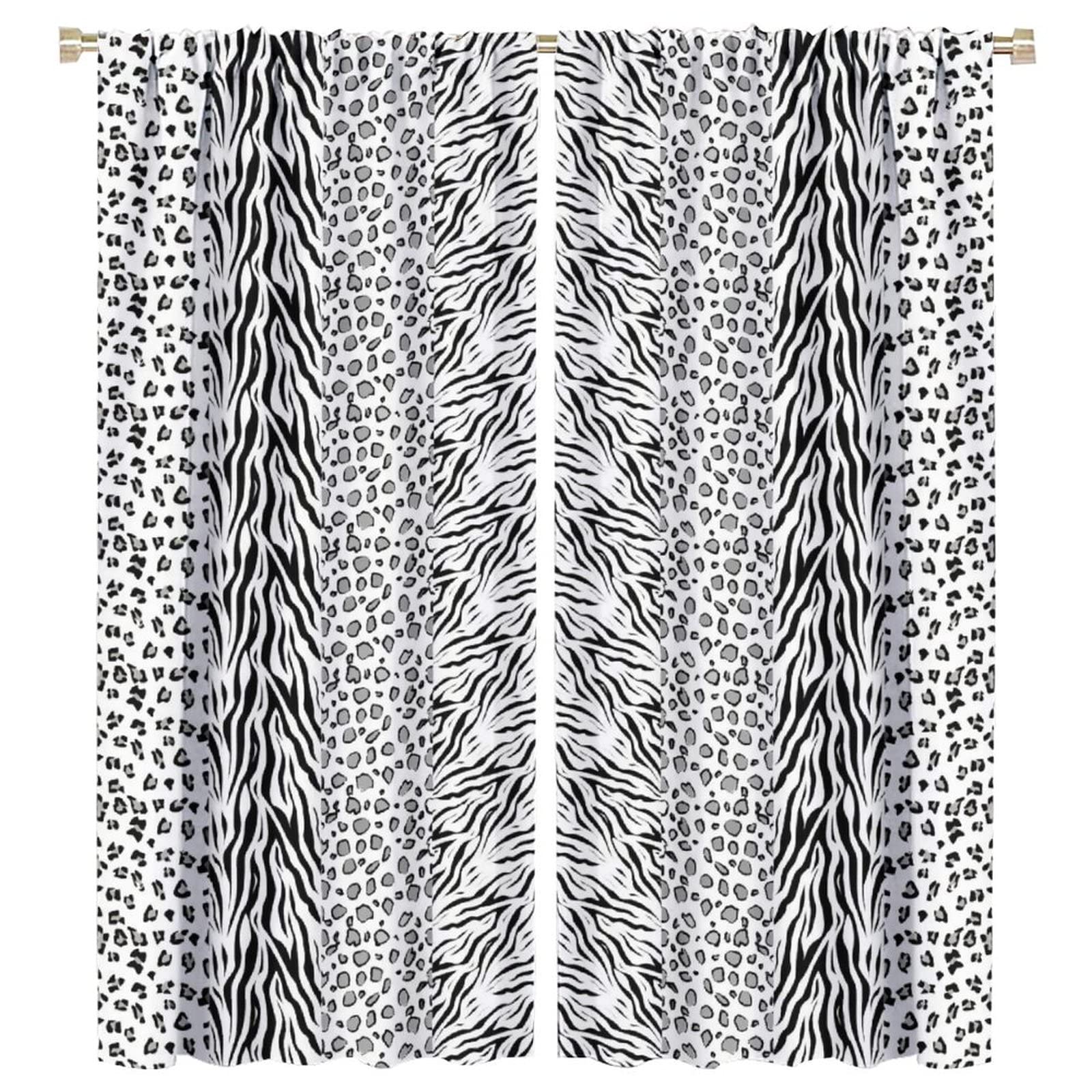 Wildlife Print Curtains - Leopard Tiger Deer Animal Print Window Drapes, Vintage Country Style Blackout Curtains for Bedroom & Living Room Decor, 55x63 Inches - Perfect for Jungle Theme Nursery, Safari Kids Room or Bohemian Home Decor