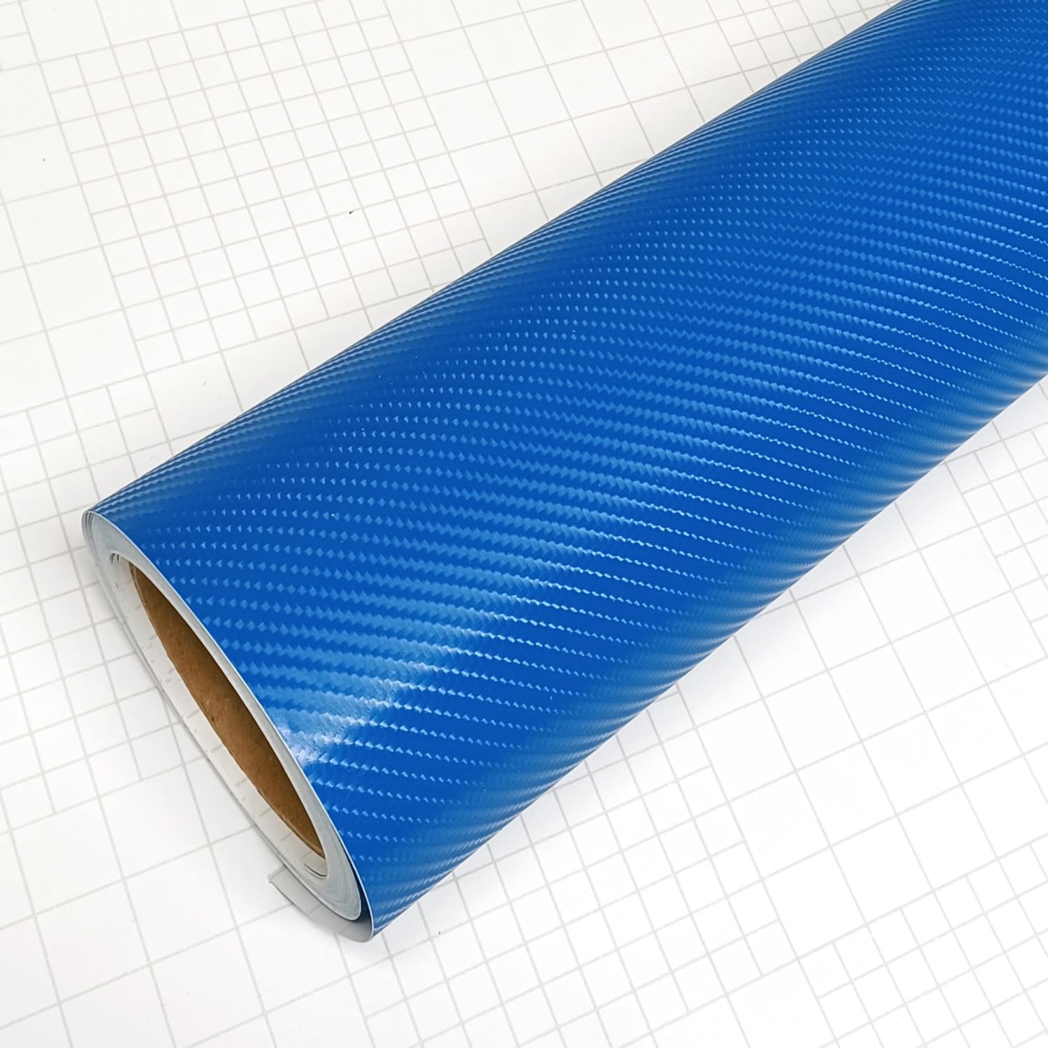 4D Blue Carbon Fiber Vinyl Wrap Sticker - Air Release Anti-Wrinkle Self-Adhesive Film (12