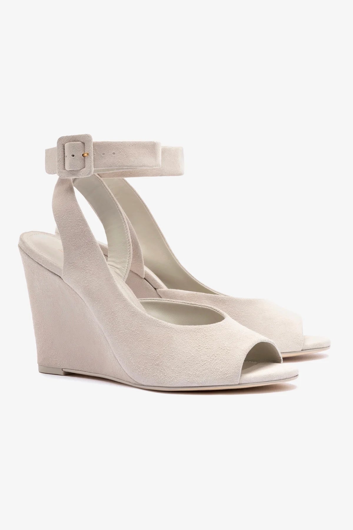 Deena By Larroudé Women's Wedge Sandal in Mushroom Grey Suede - Comfortable Summer Shoes for Beach, Vacation & Casual Outings