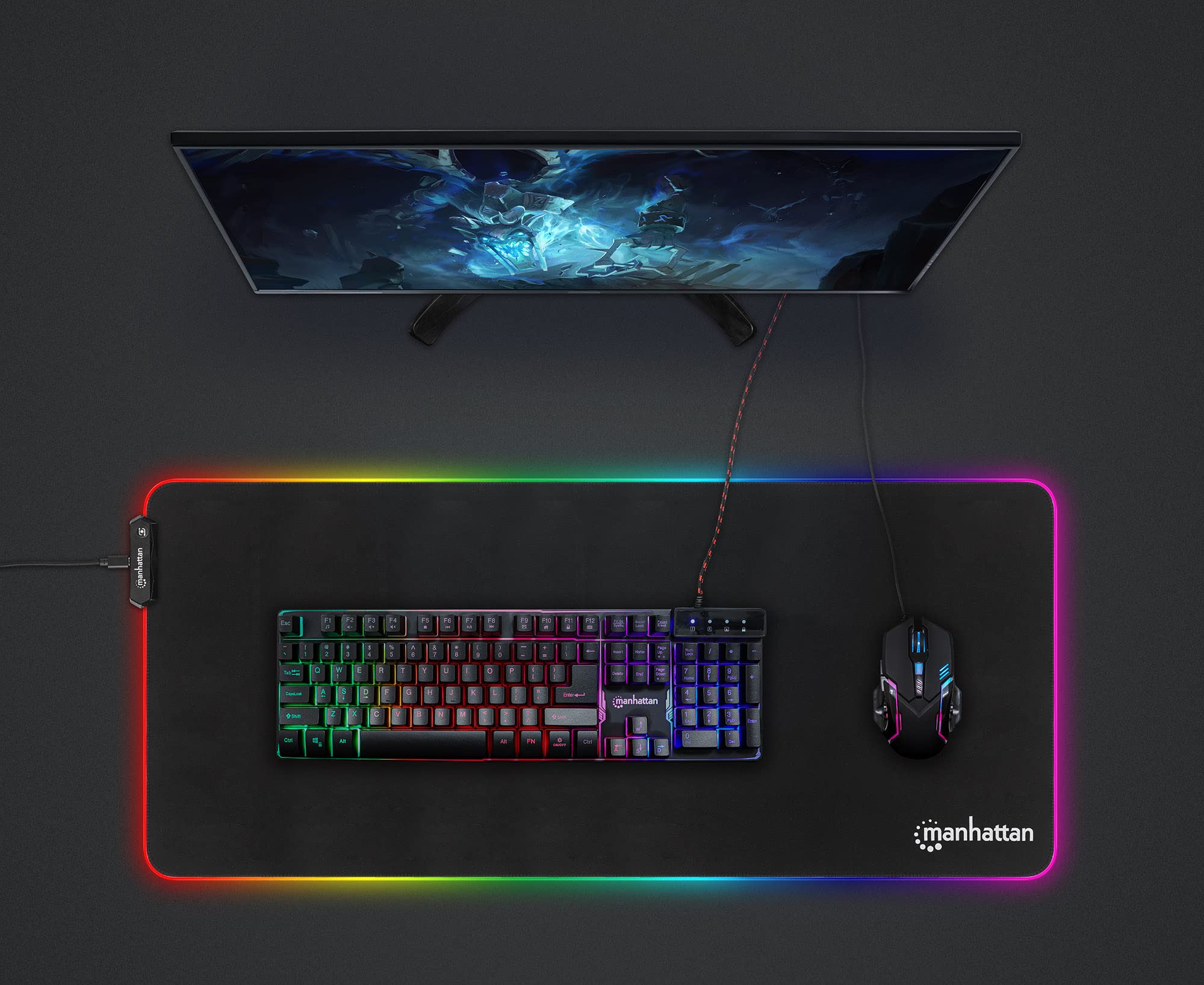 RGB Gaming Mousepad XXL - Splash-Resistant LED Desk Mat for Gamers