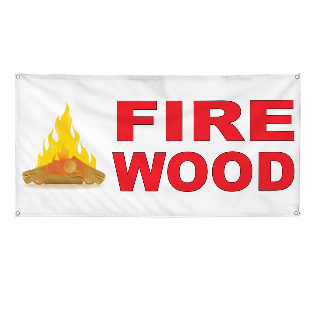 Firewood Red Vinyl Banner - 60x144 Inches, Weatherproof & Durable for Outdoor Use - Multiple Sizes Available with 10 Grommets - Perfect for Business Signs, Yard Displays & Industrial Advertising