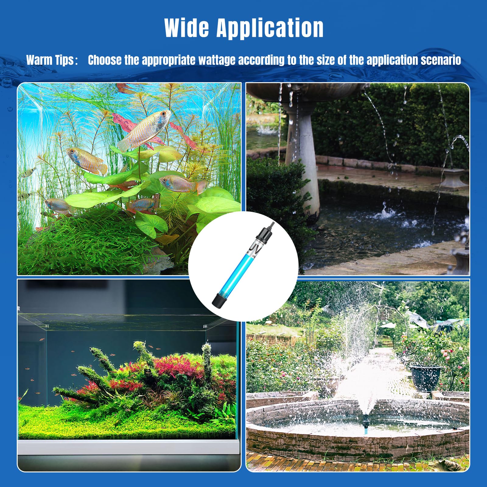 2-Pack 11W UV Light for 55-150 Gallon Aquarium - Algae Cleaner for Fish Tanks