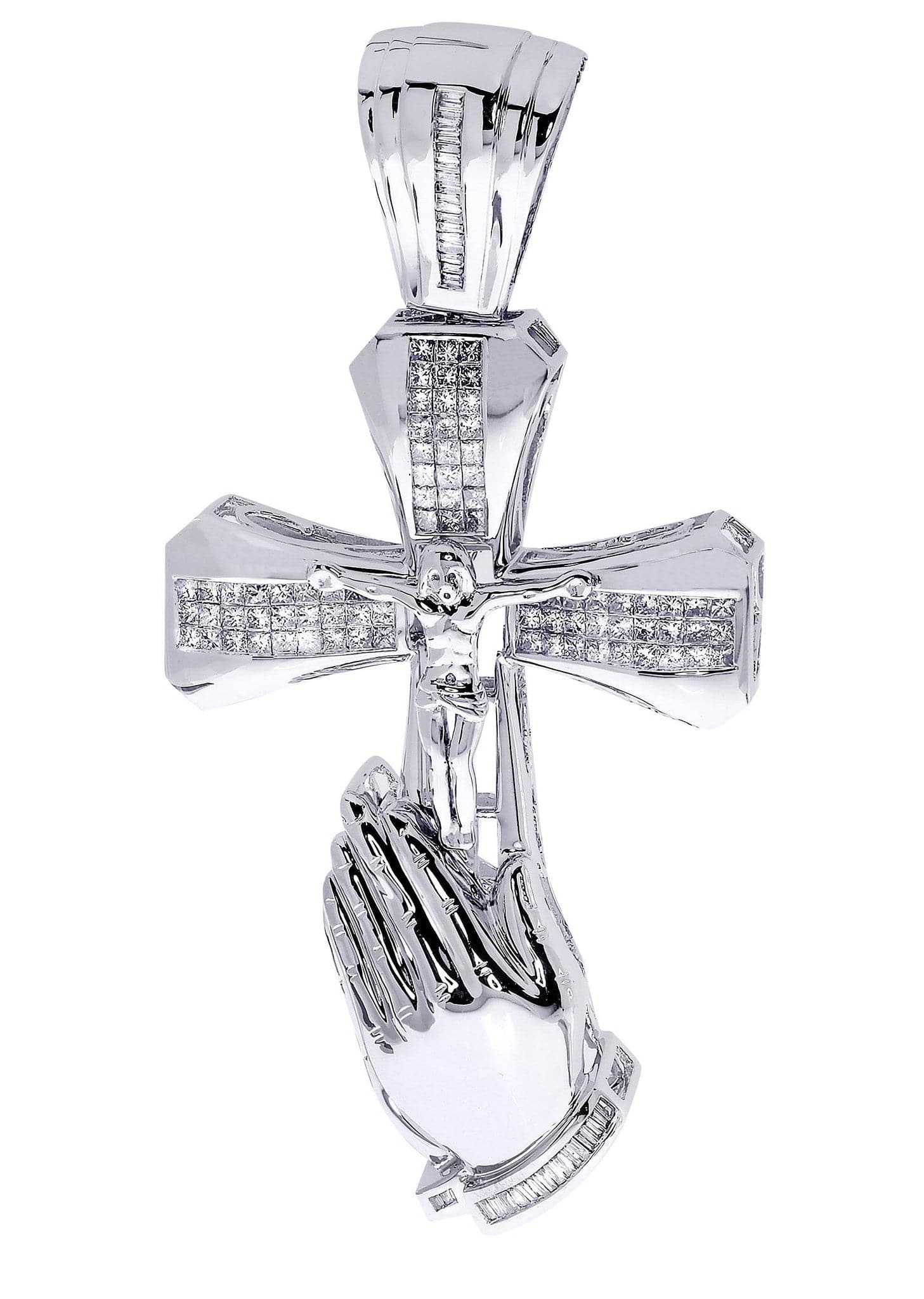 3.6 Carat Diamond Cross Pendant Necklace - 33.37 Grams Solid Gold Religious Jewelry for Women & Men - Perfect for Baptism, First Communion, Confirmation & Everyday Wear