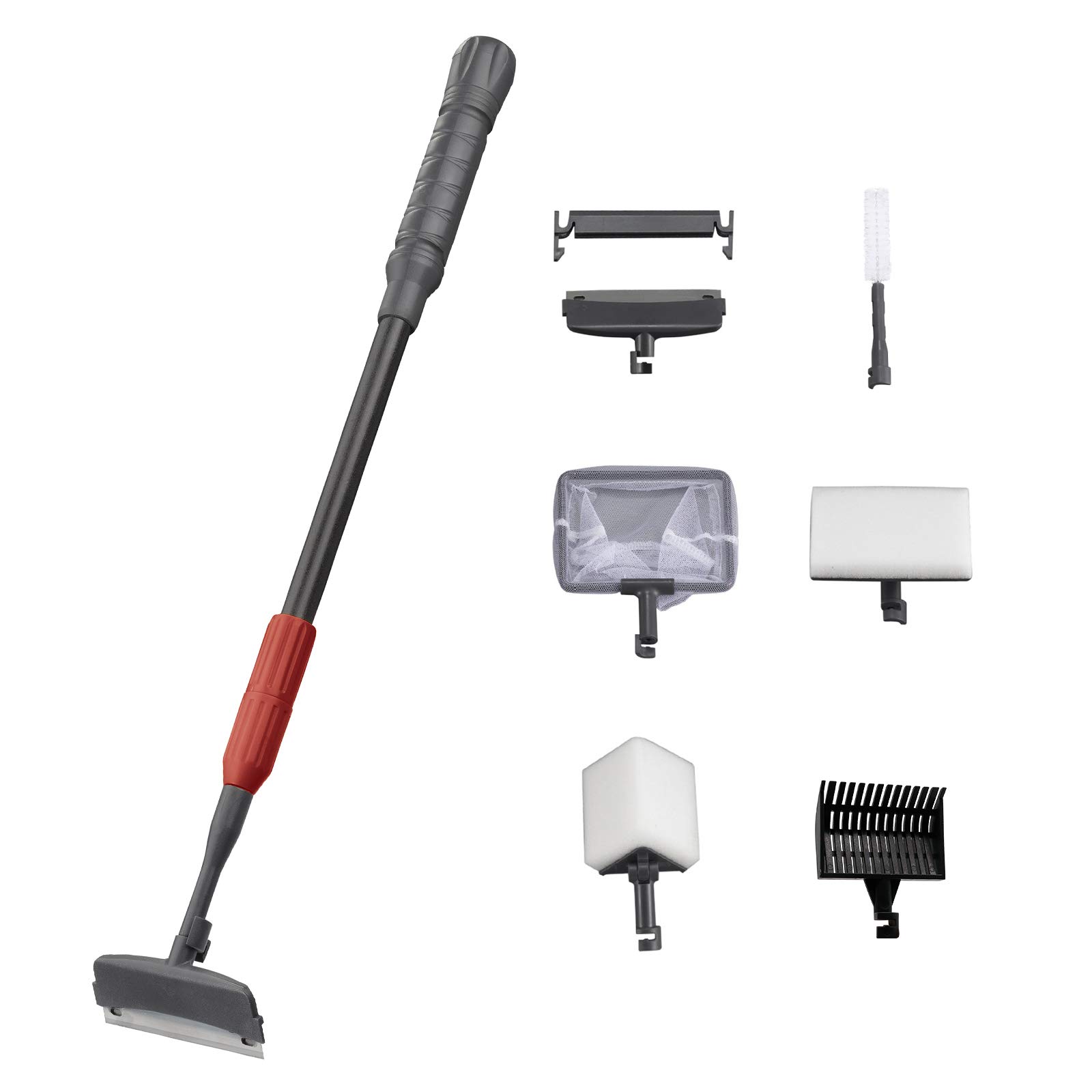 UPETTOOLS 6-in-1 Aquarium Cleaning Kit with Algae Scraper, Scrubber Pad & Adjustable Long Handle - Fish Tank Brush Cleaner Set for Freshwater & Saltwater Tanks - Perfect for Glass/Acrylic Aquarium Maintenance