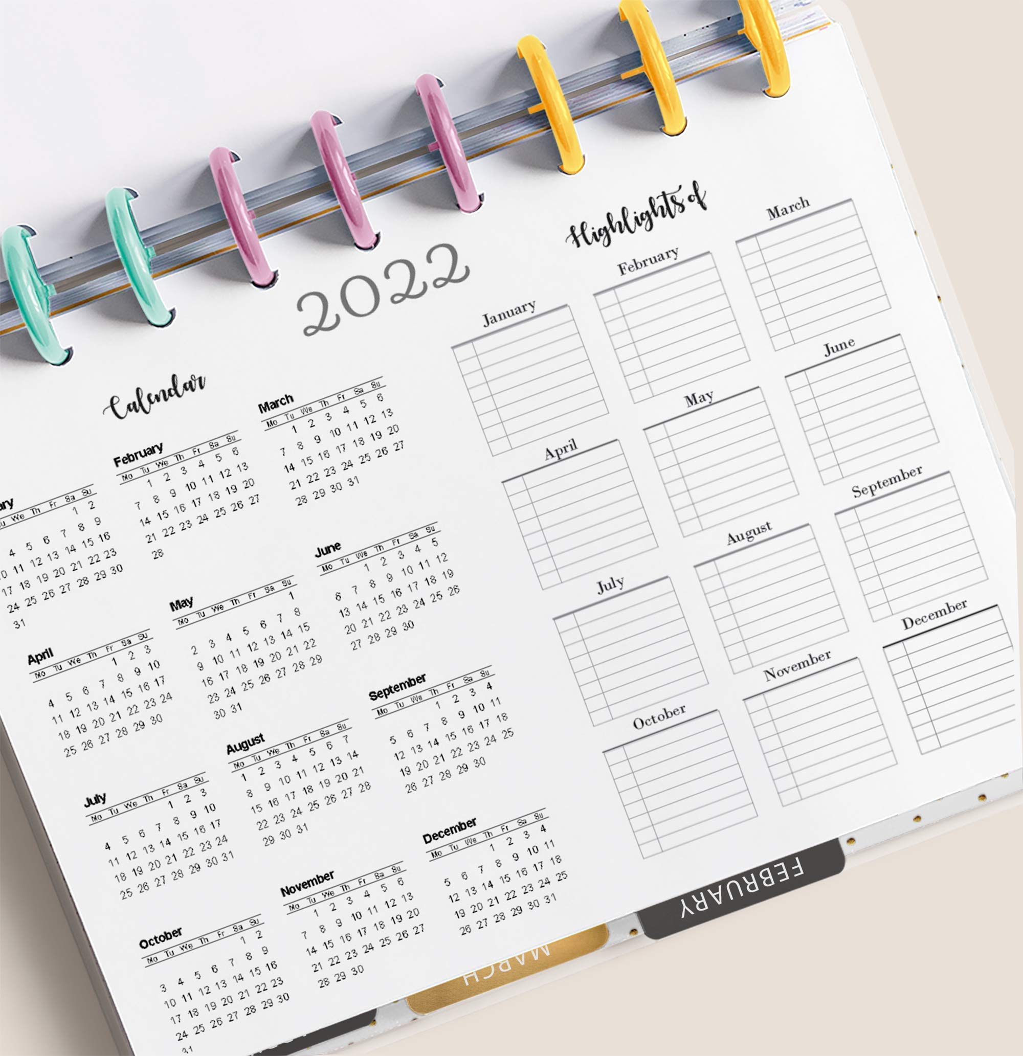 2024-2025 Monthly Planner Refills for 9-Disc Medium Planners (7x9.25 Inches) - Perfect for Home Office, School & Work Organization (Planner Sold Separately)