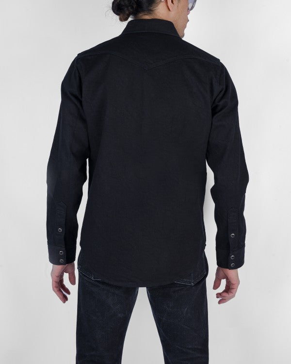Iron Heart IHSH-396 13.5oz Heavyweight Denim Western Shirt for Men - Black - Durable Workwear & Casual Style for Outdoor Adventures and Everyday Wear