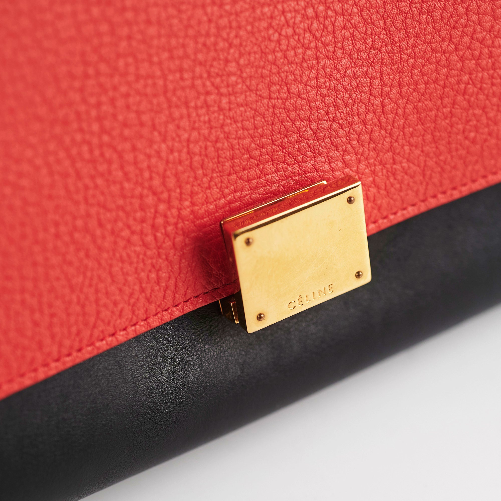 Celine Trapeze Small Handbag in Coral & Black - Elegant Crossbody Bag for Women | Perfect for Work, Travel & Evening Events