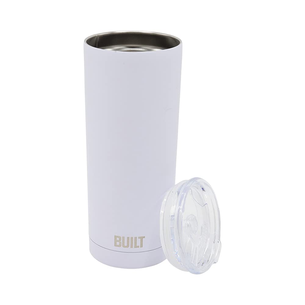 20oz Double Wall Vacuum Insulated Stainless Steel Coffee Tumbler with Tritan Lid & Splash Guard - Leakproof Travel Mug for Hot & Cold Drinks - Office, Gym, Hiking, Commuting - White (Model 5286364)