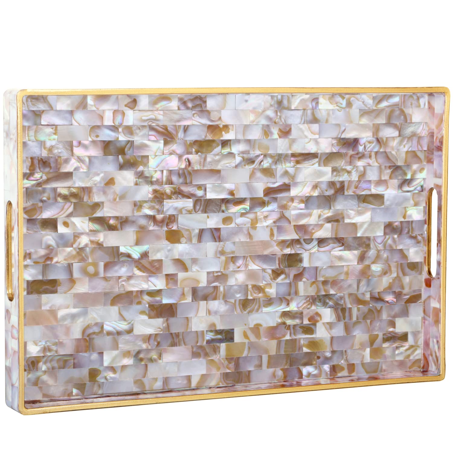 Zosenley Marble Pattern Decorative Tray with Handles - 15.6