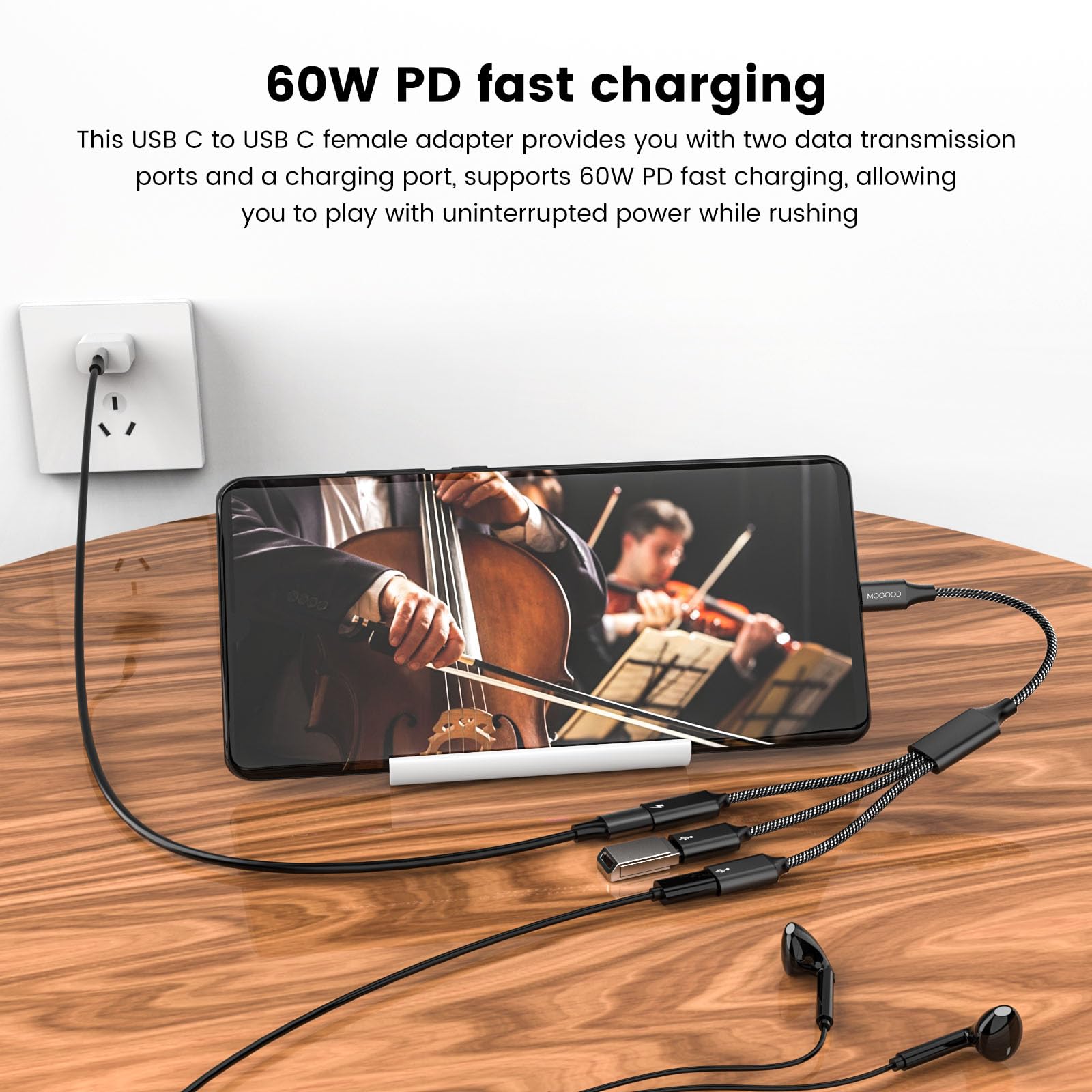 USB C to USB C Female Adapter Splitter Y Cable - USB C Male to 3 USB-C Female Converter Hub - 3-Port USB-C Charger Power Splitter for MacBook, Xbox Series X/S, PS5, Laptop - Perfect for Gaming, Charging Multiple Devices & Data Transfer (Not for Monitor)
