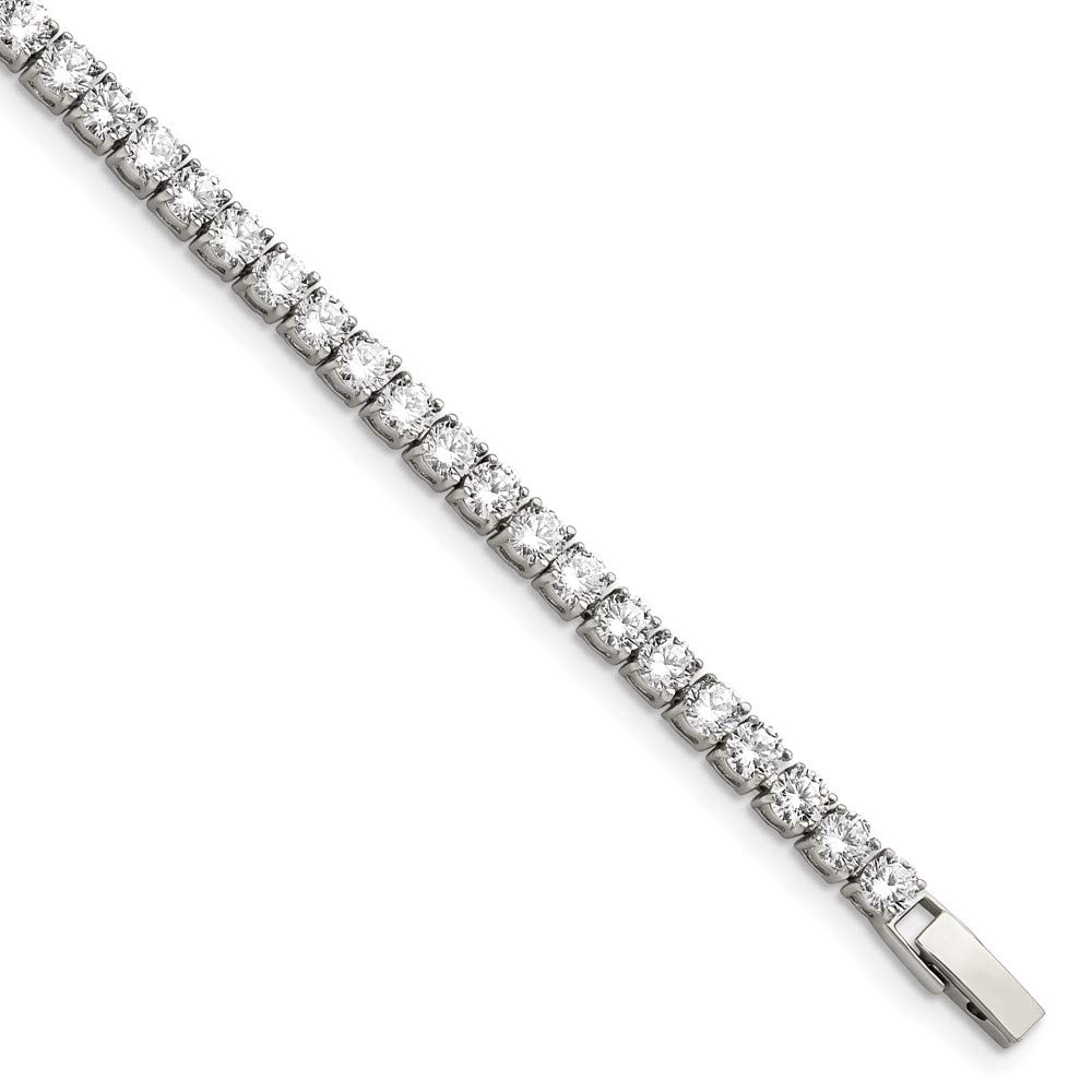 Stainless Steel Cubic Zirconia Bracelet for Women - Elegant Fine Jewelry Gift for Her, 7.5 Inch - Perfect for Anniversaries, Birthdays & Special Occasions
