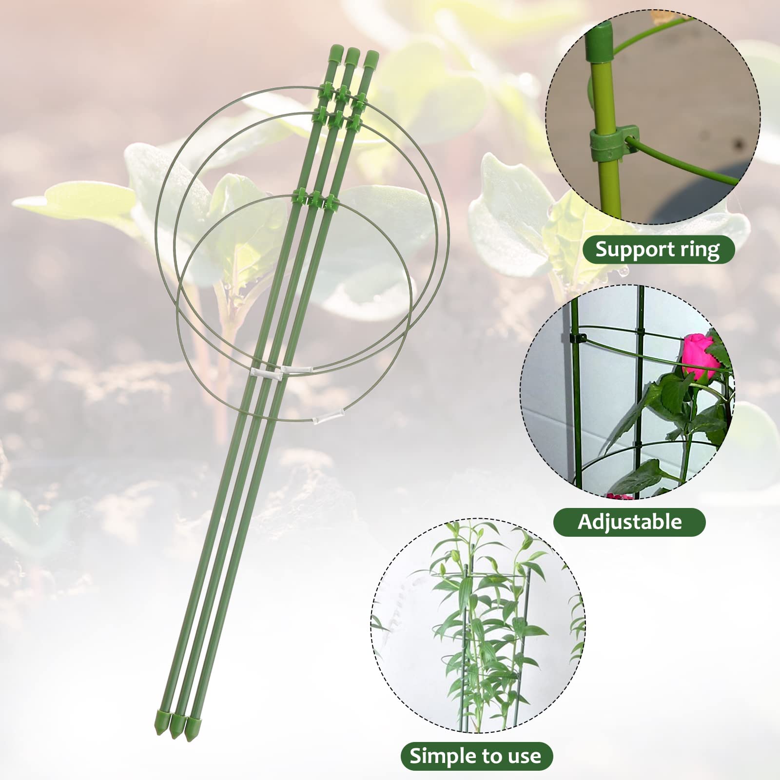 2 Pack Tomato Plant Cages - Heavy Duty Garden Stake Supports for Tomatoes, Climbing Plants, Flowers & Small Plants | Sturdy Trellis Rings for Outdoor Gardening & Backyard Planting