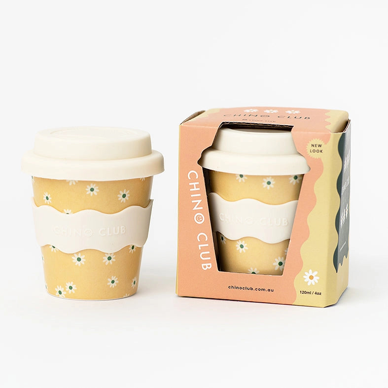 Yellow Daisy Babyccino Cup 120ml - BPA-Free Ceramic Mug for Toddlers & Kids - Perfect for Milk, Hot Chocolate & Babyccino at Home or Cafe
